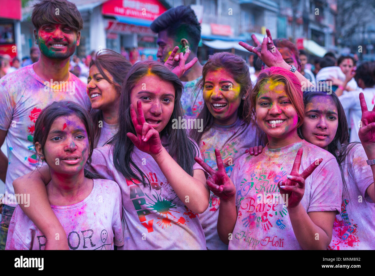 Holi festival in pokhara hi-res stock photography and images - Alamy