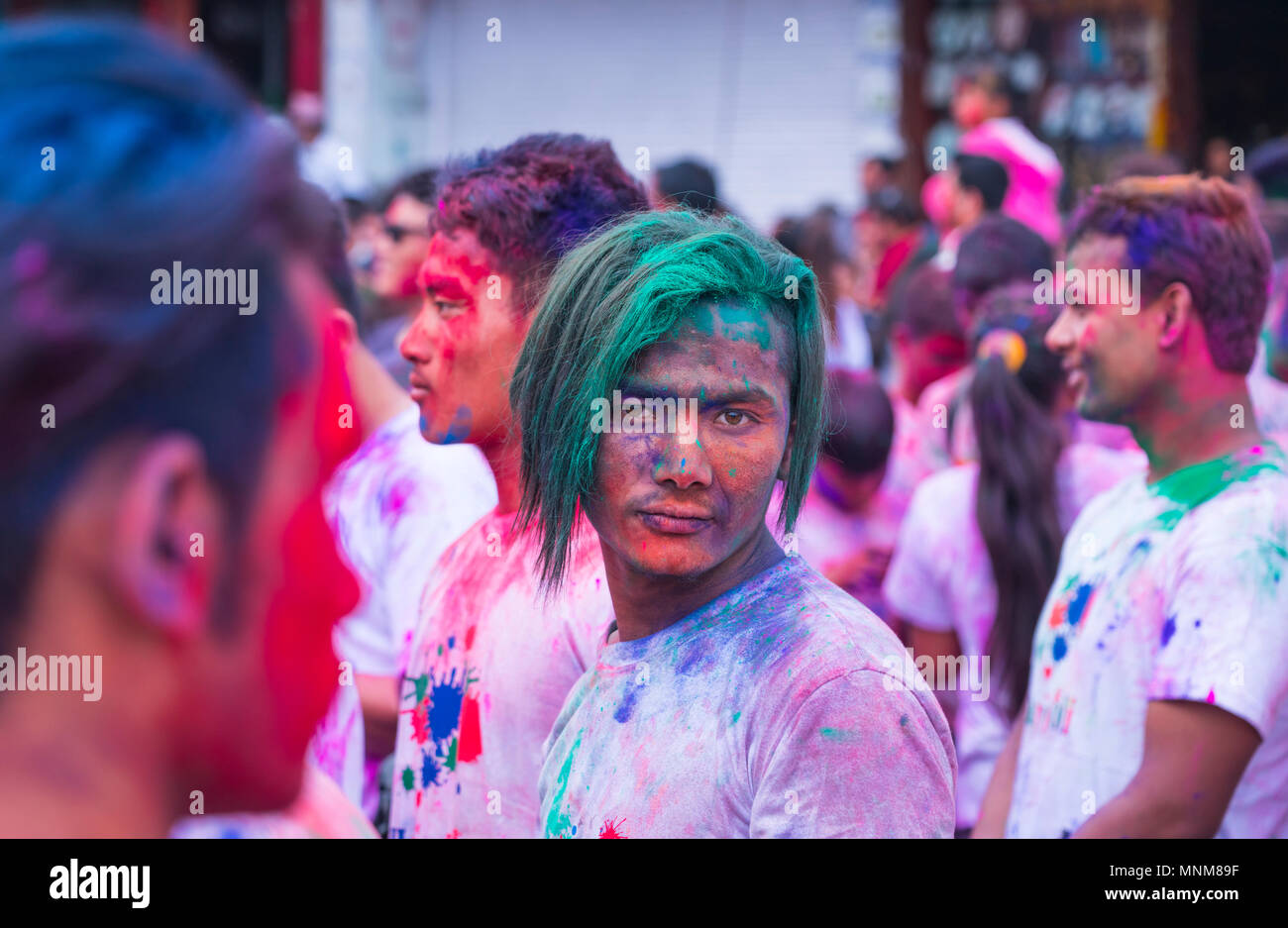Holi festival in pokhara hi-res stock photography and images - Alamy