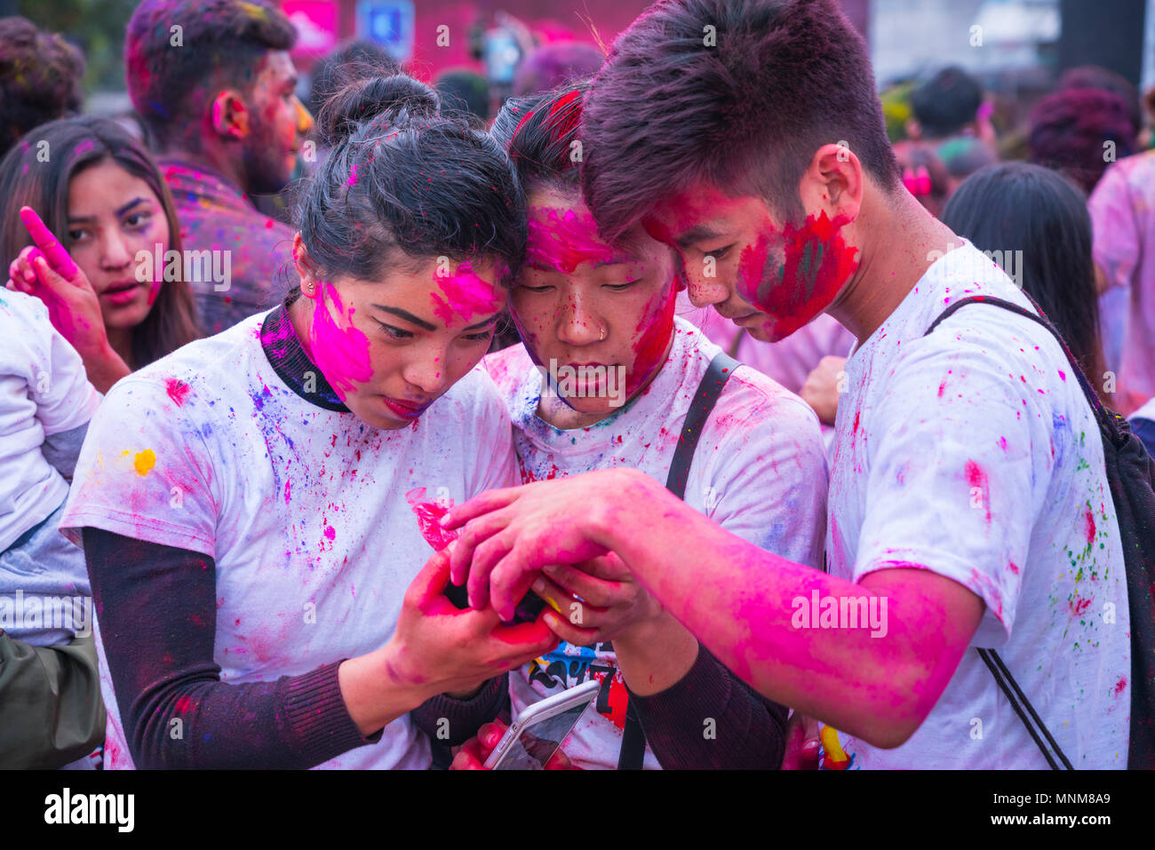 Holi festival in pokhara hi-res stock photography and images - Alamy