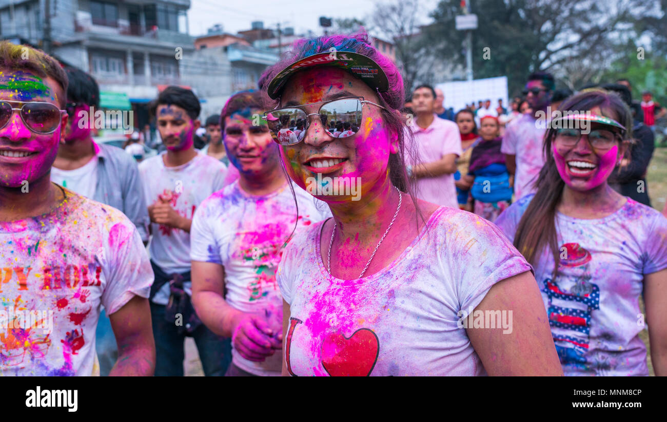 Holi festival in pokhara hi-res stock photography and images - Alamy