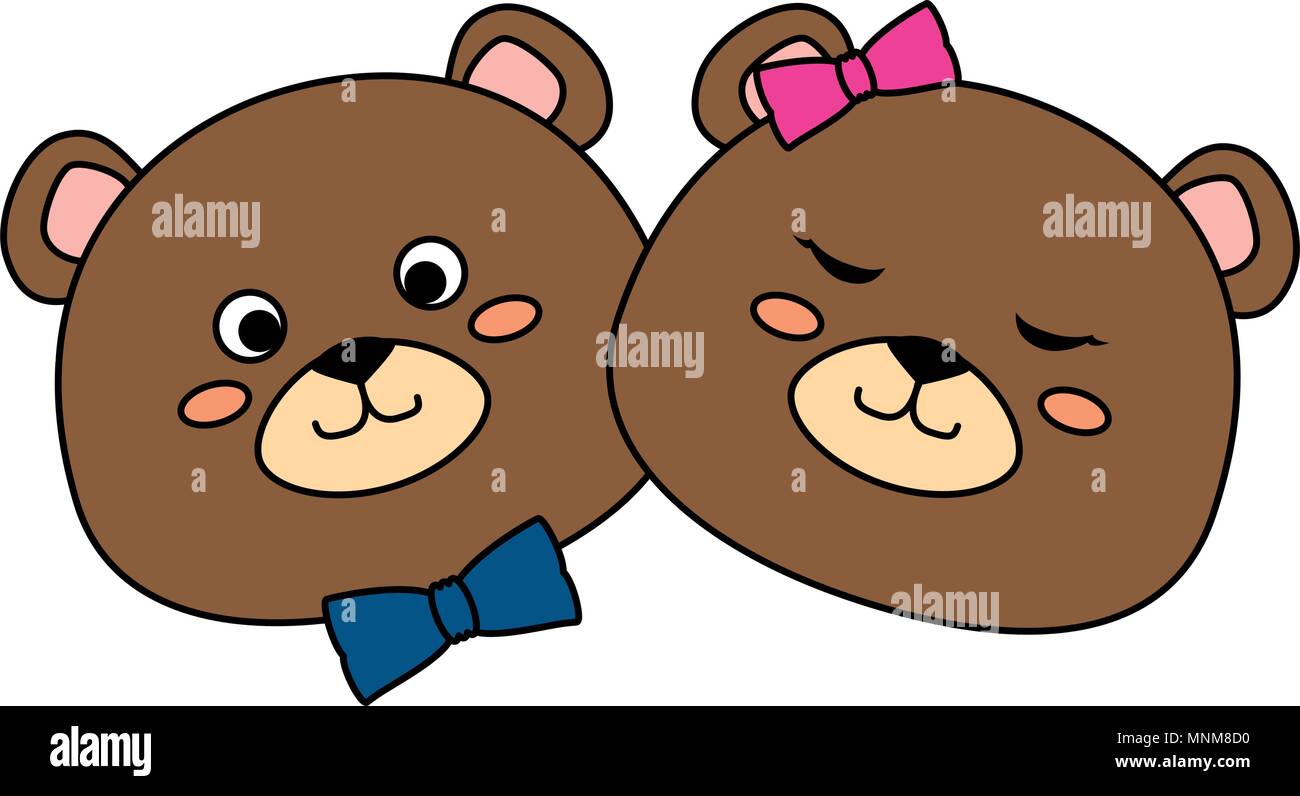 cute couple bears teddy adorables characters Stock Vector Image & Art ...