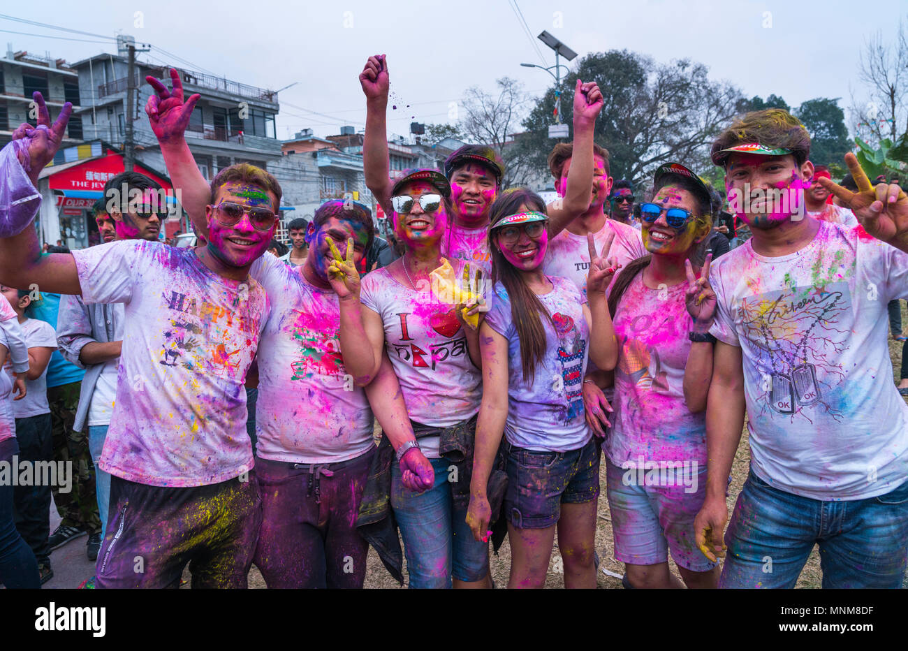 Holi Festival Celebration, Pokhara, Nepal, Asia Stock Photo - Alamy