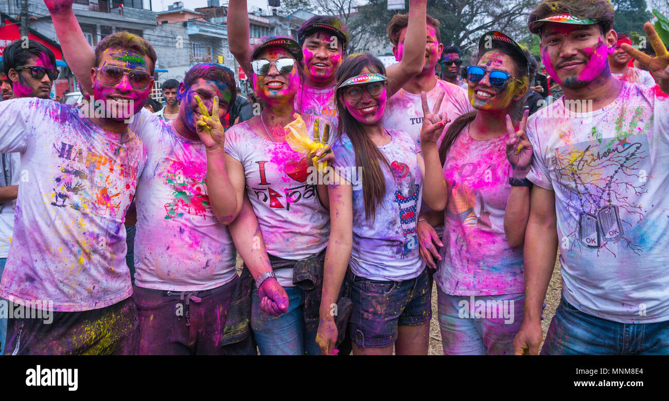 Holi festival in pokhara hi-res stock photography and images - Alamy