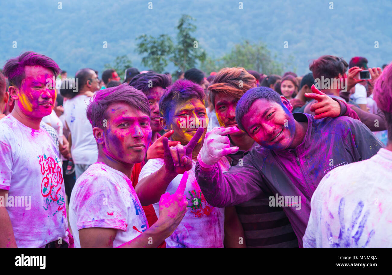 Holi Festival Celebration, Pokhara, Nepal, Asia Stock Photo - Alamy