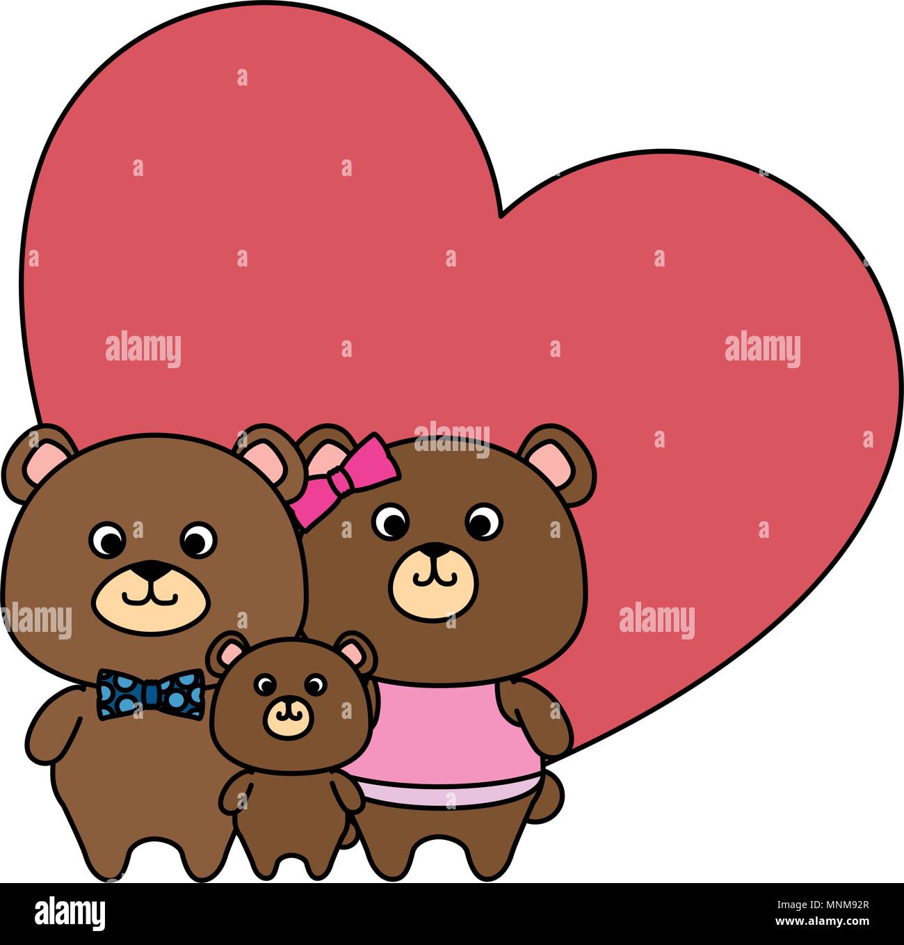 cute family bears teddy in heart Stock Vector Image & Art - Alamy