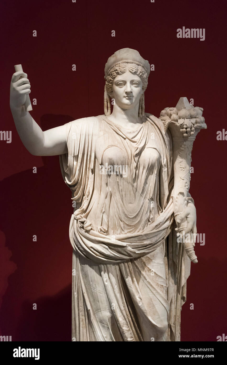 Berlin. Germany. Portrait statue of Deified Roman Empress Livia Drusilla, 42-54 AD, Altes Museum.  From the Theatre of Falerii, Italy. (Livia Drusilla Stock Photo