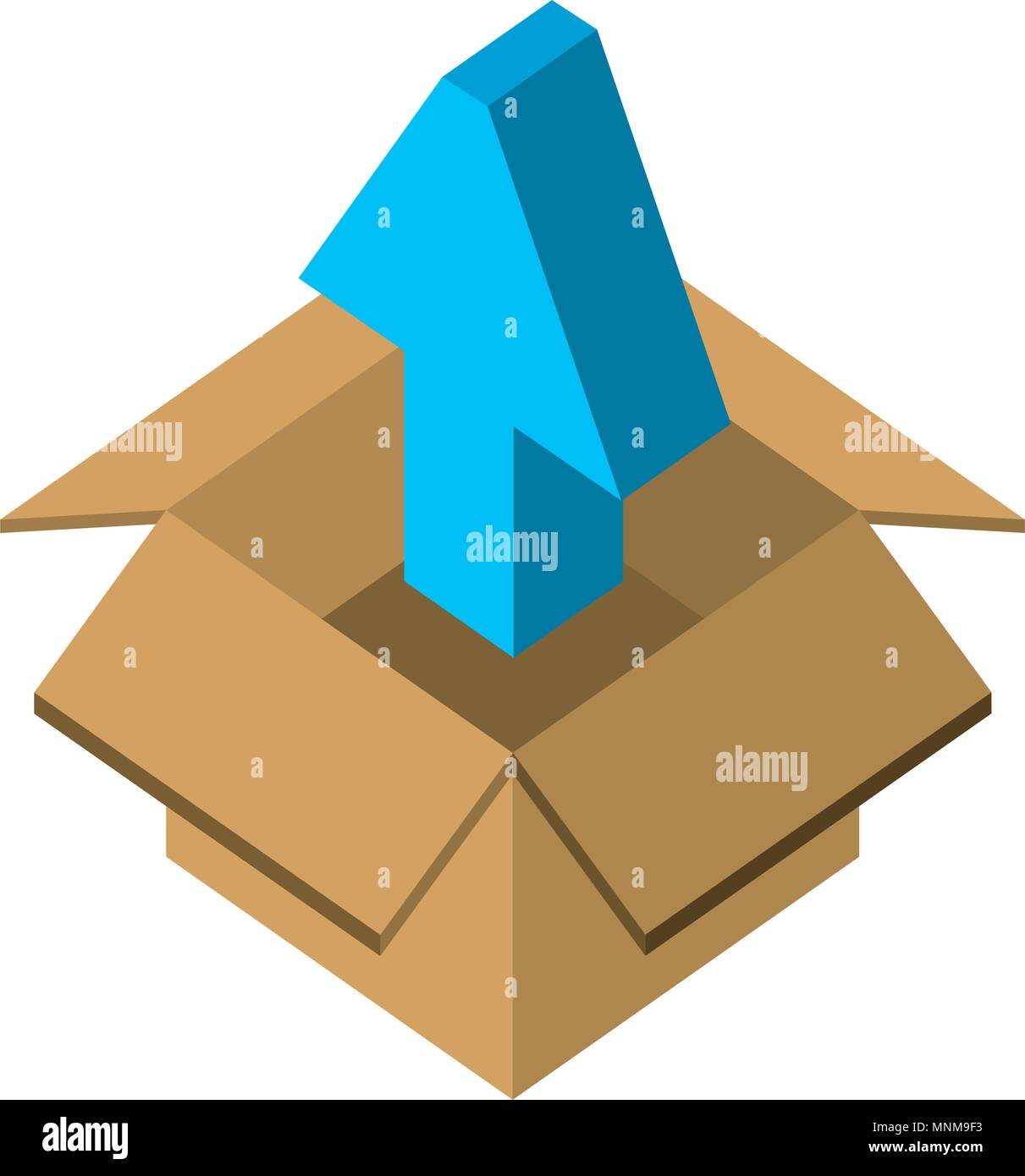 cardboard box storage upload arrow Stock Vector