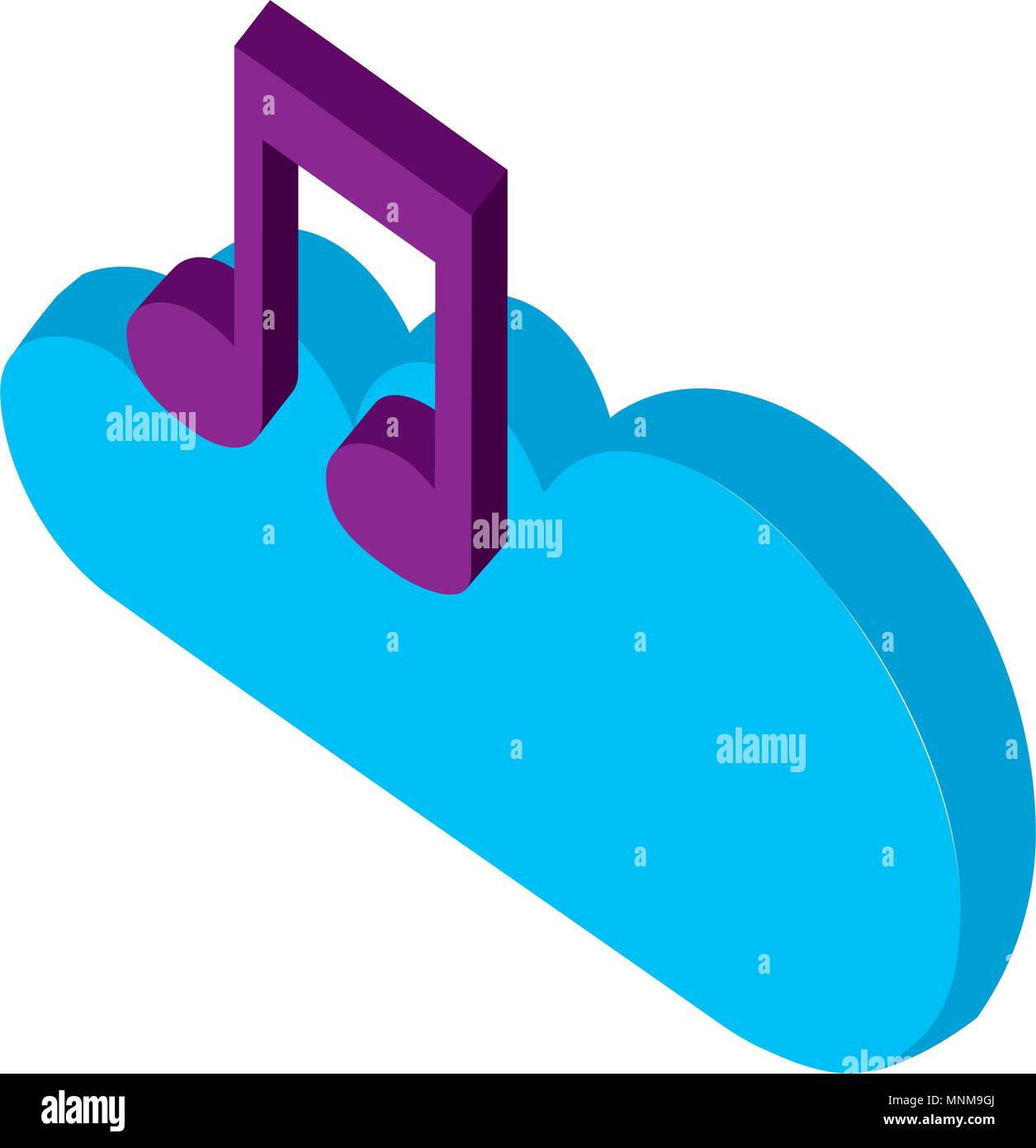 cloud computing music note isometric Stock Vector