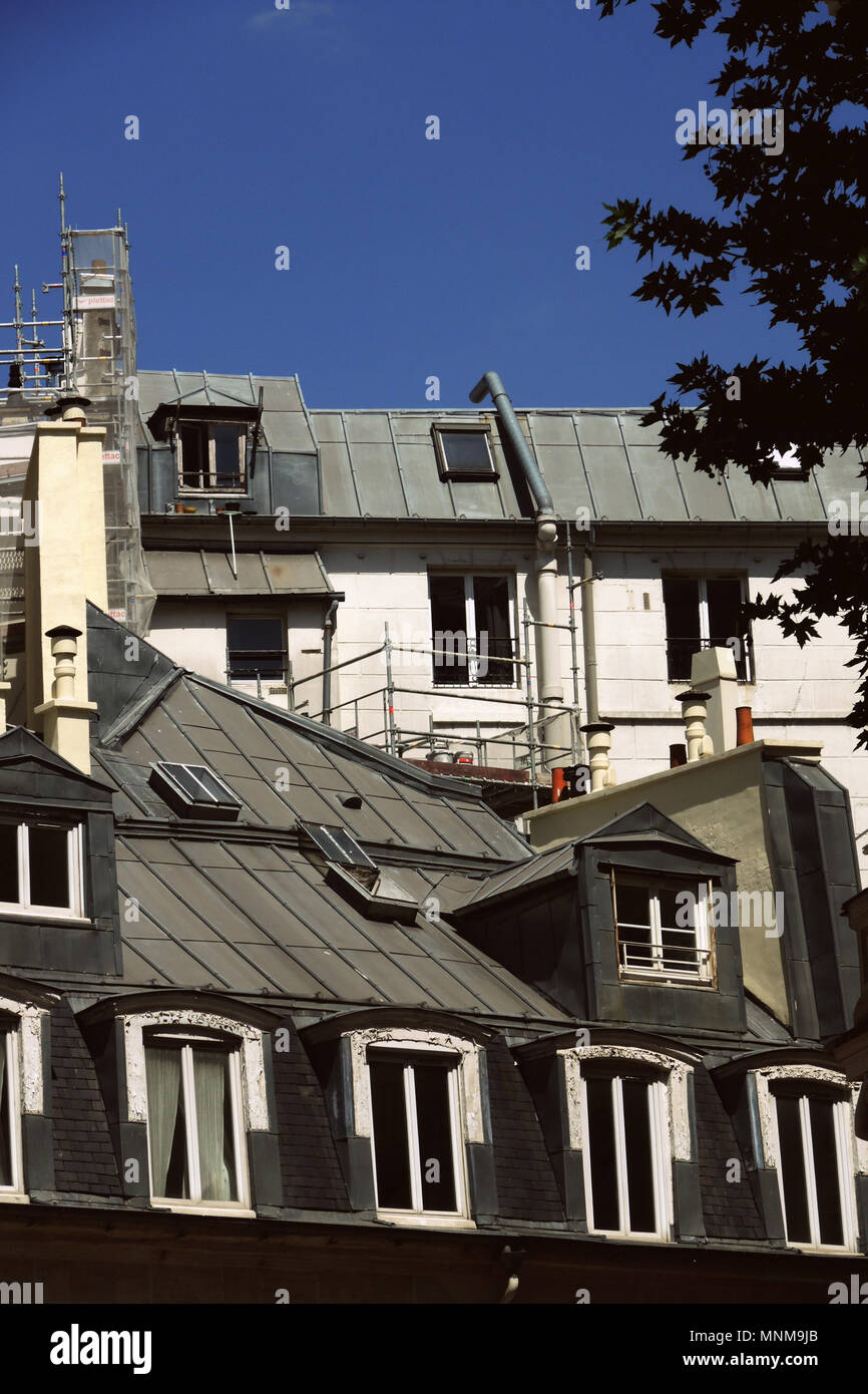 PARIS FRANCE - PARIS WINDOWS AND FACADES - PARISIAN BUILDINGS AND BALCONIES - TYPICAL PARISIAN BUILDINGS - PARISIANS HOMES © Frédéric BEAUMONT Stock Photo