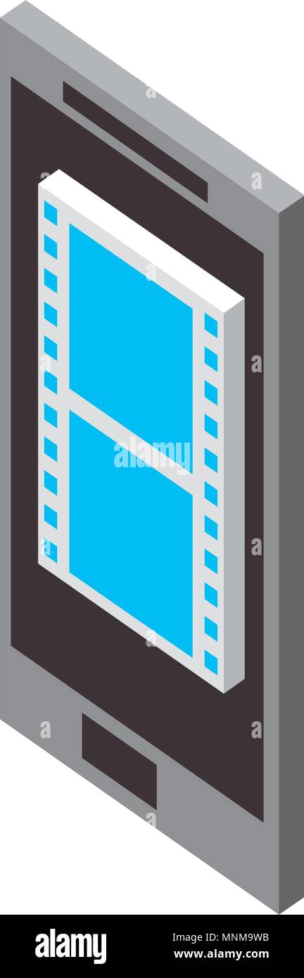 smartphone device with video format isometric icon Stock Vector Image ...
