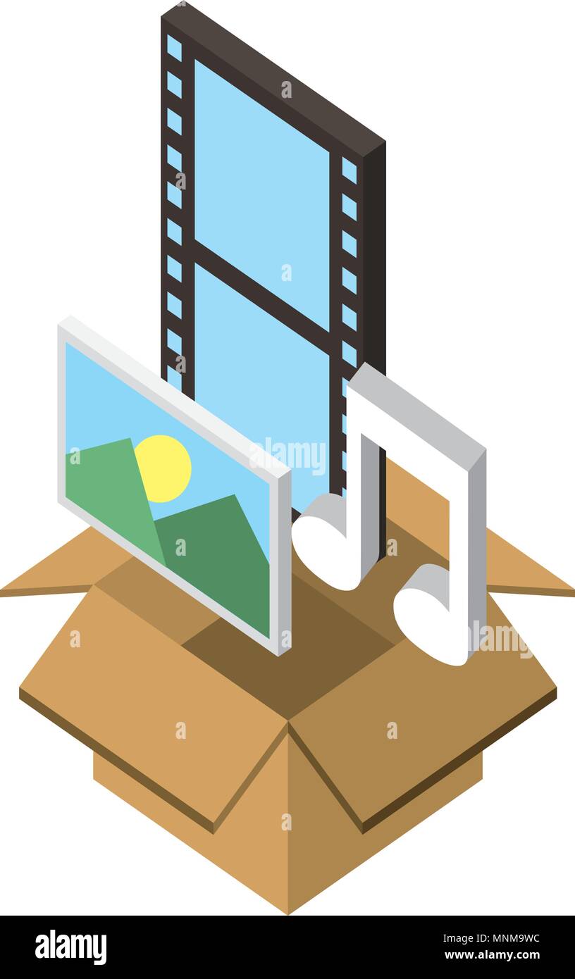 box carton with format files isometric icon Stock Vector
