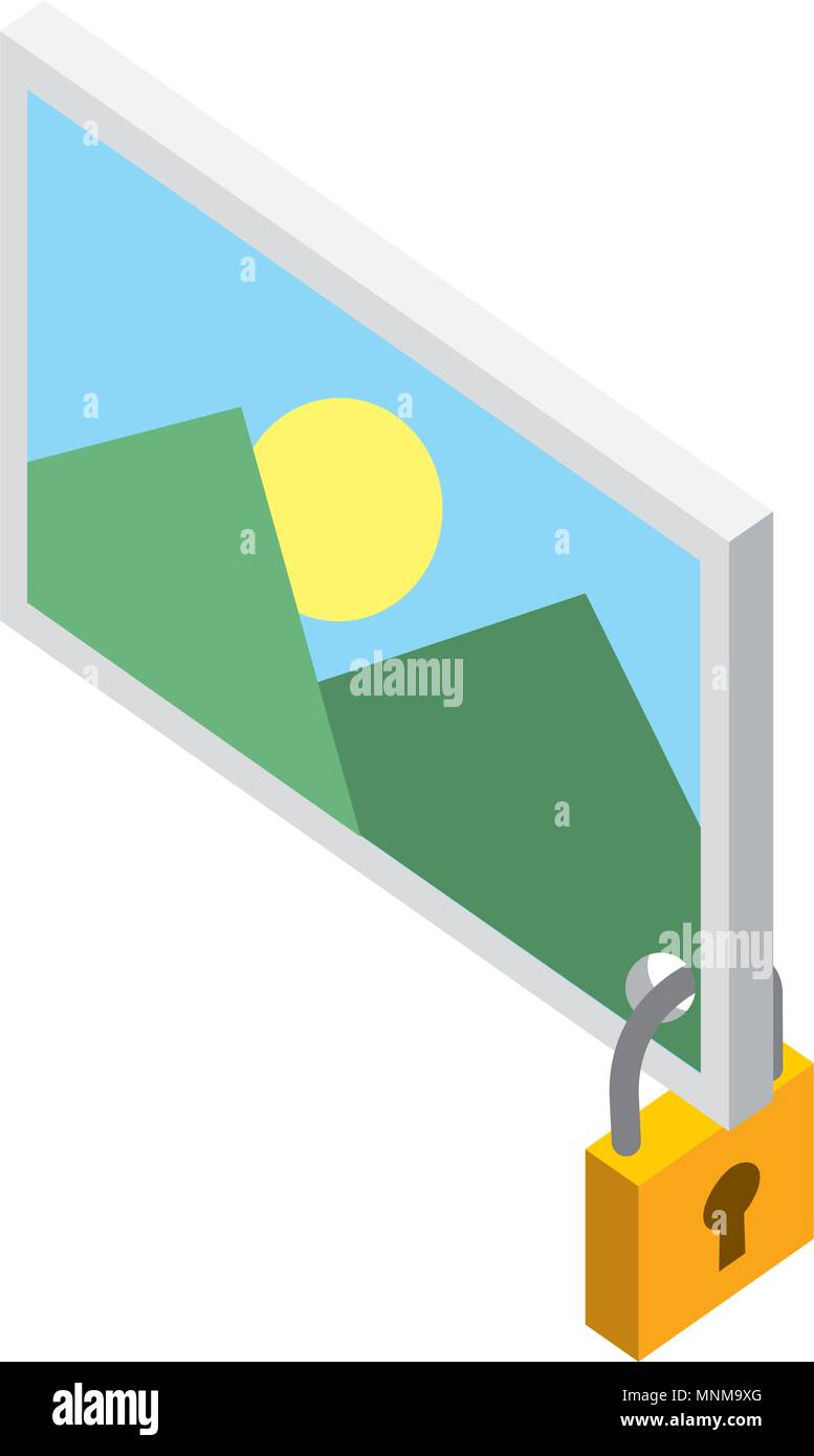 picture file with padlock isometric icon Stock Vector