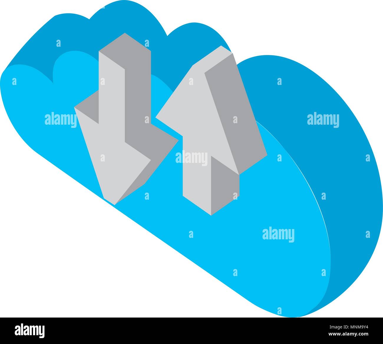 cloud computing with arrows upload and download isometric icon Stock Vector