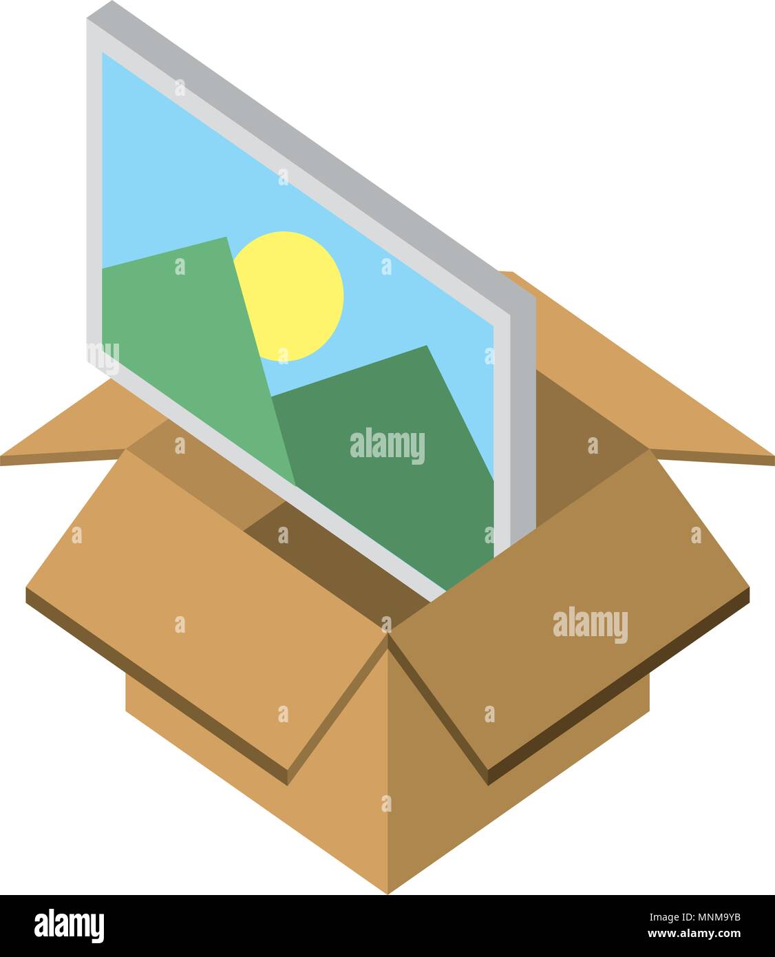 box carton with picture isometric icon Stock Vector