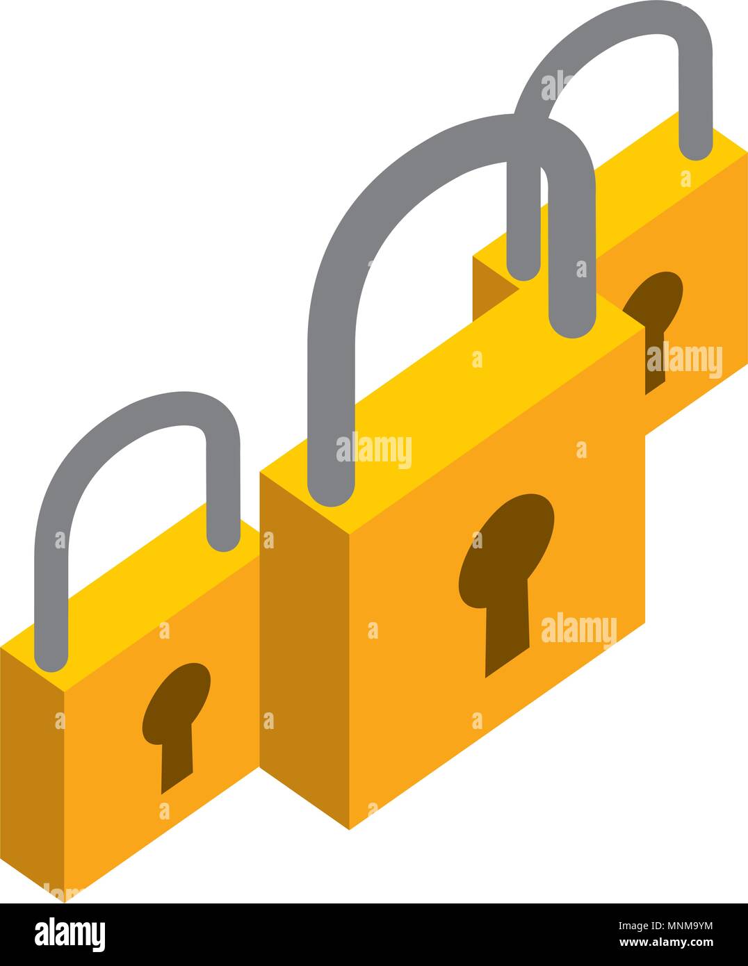 group of safe padlock isometric icon Stock Vector