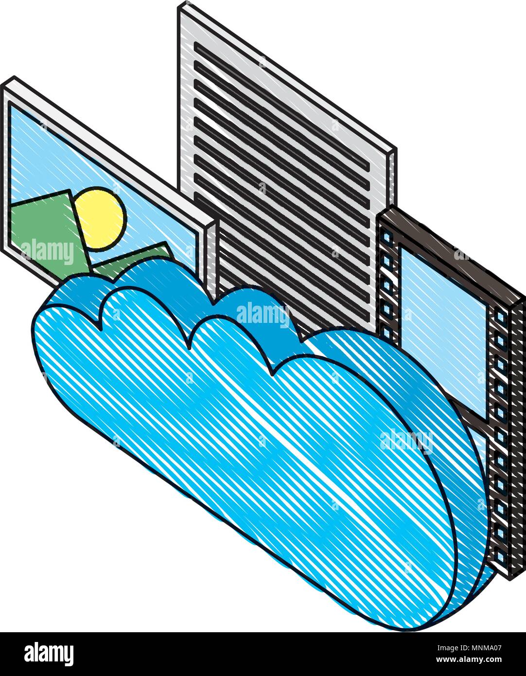 cloud computing with formats files isometric icon Stock Vector Image ...