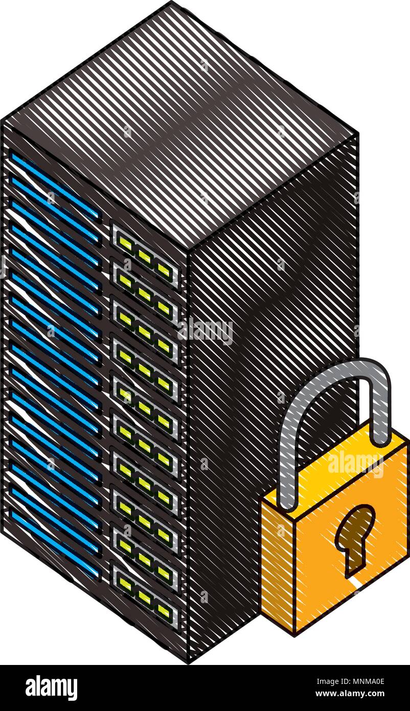 server data center with padlock isometric icon Stock Vector Image & Art ...