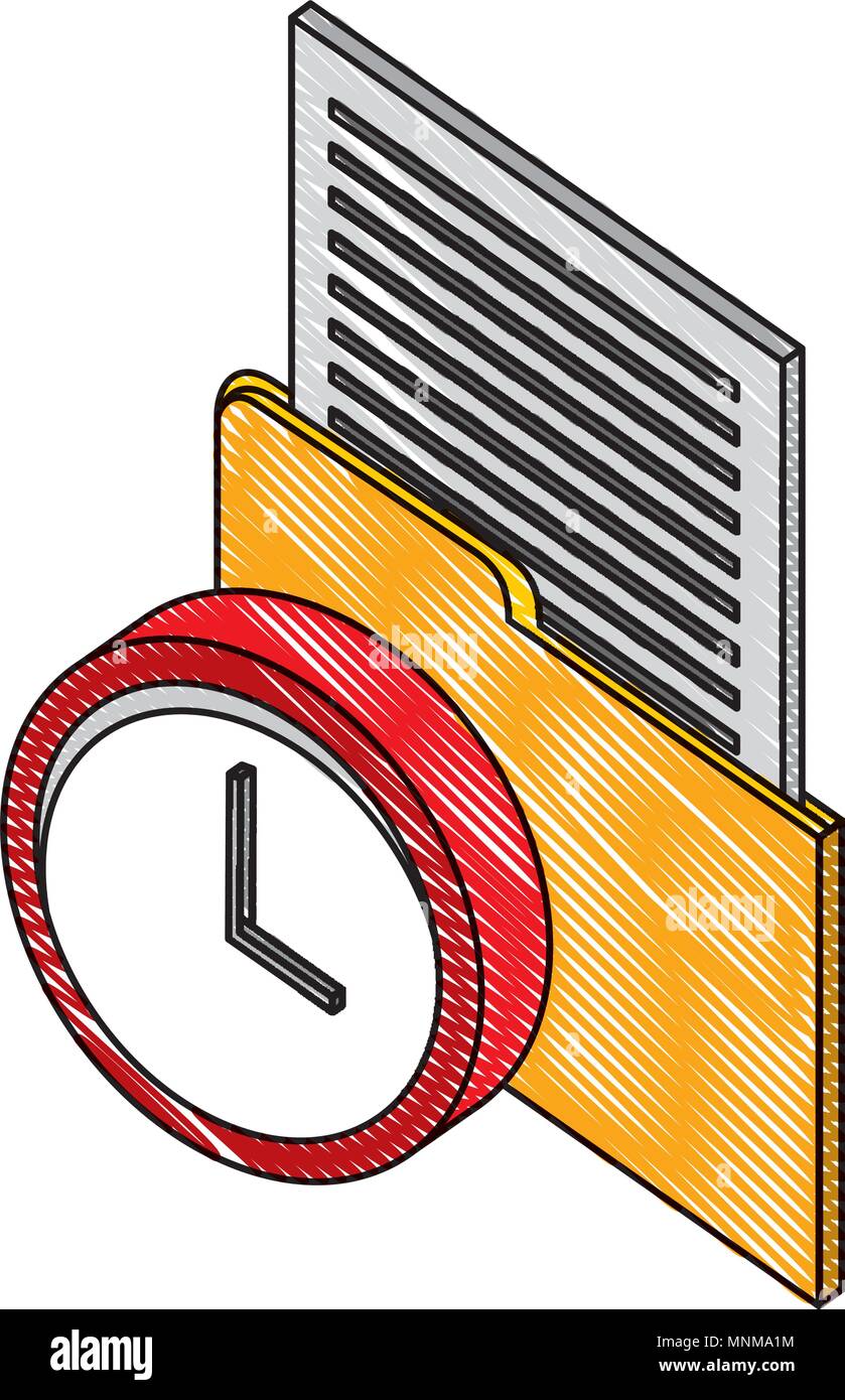 folder document with time clock isometric icon Stock Vector Image & Art ...