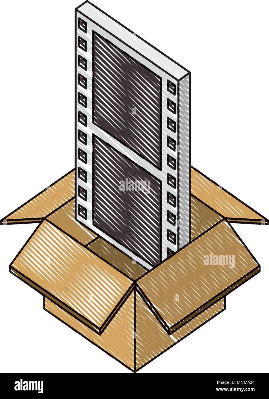 box carton with video format isometric icon Stock Vector