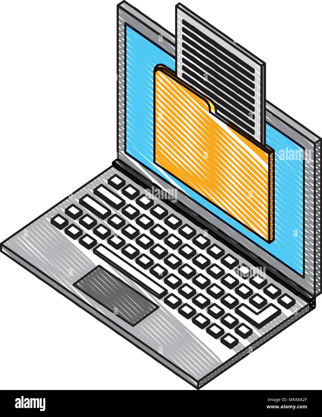 laptop computer with folder isometric icon Stock Vector Image & Art - Alamy