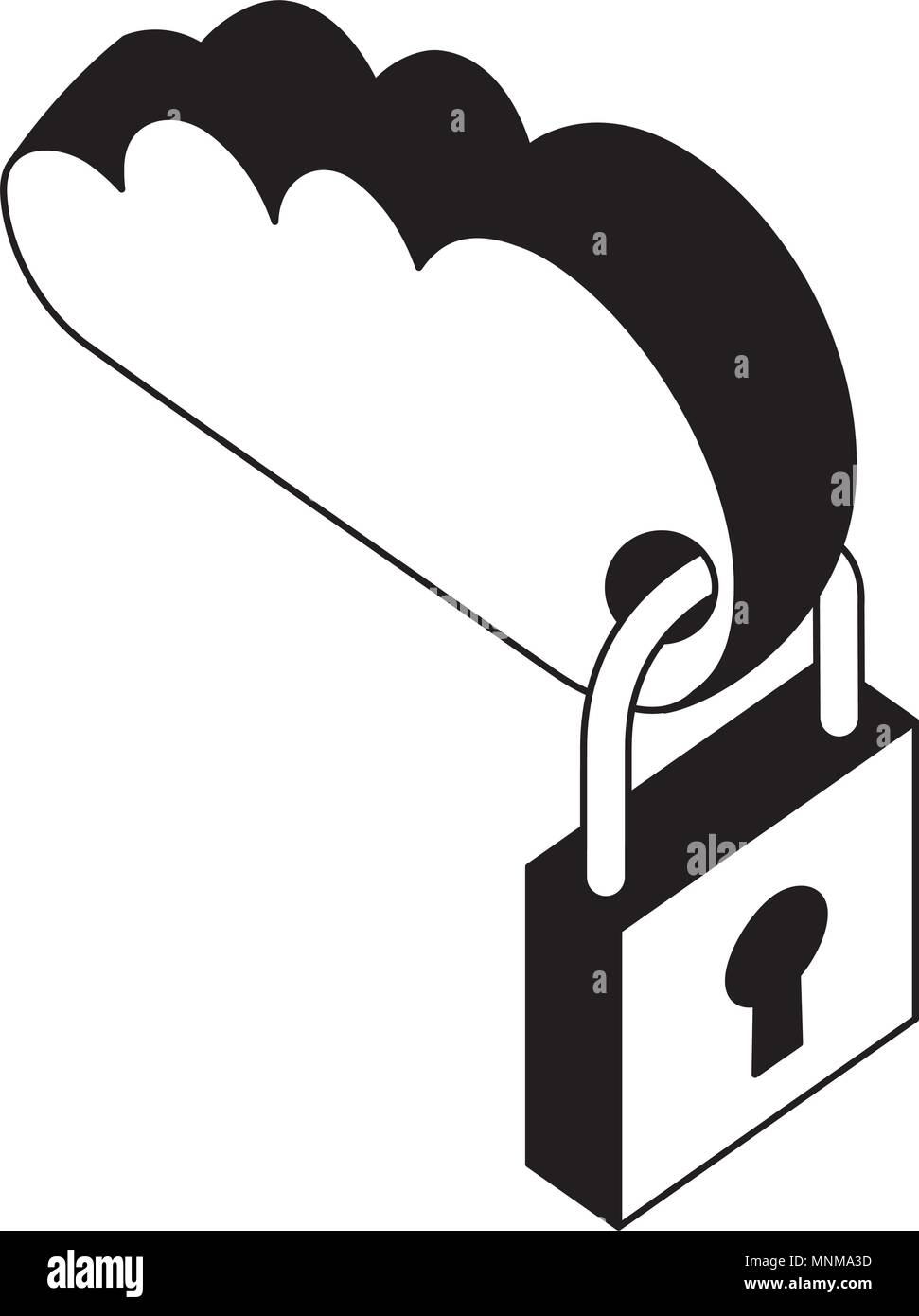 cloud computing with padlock isometric icon Stock Vector Image & Art ...