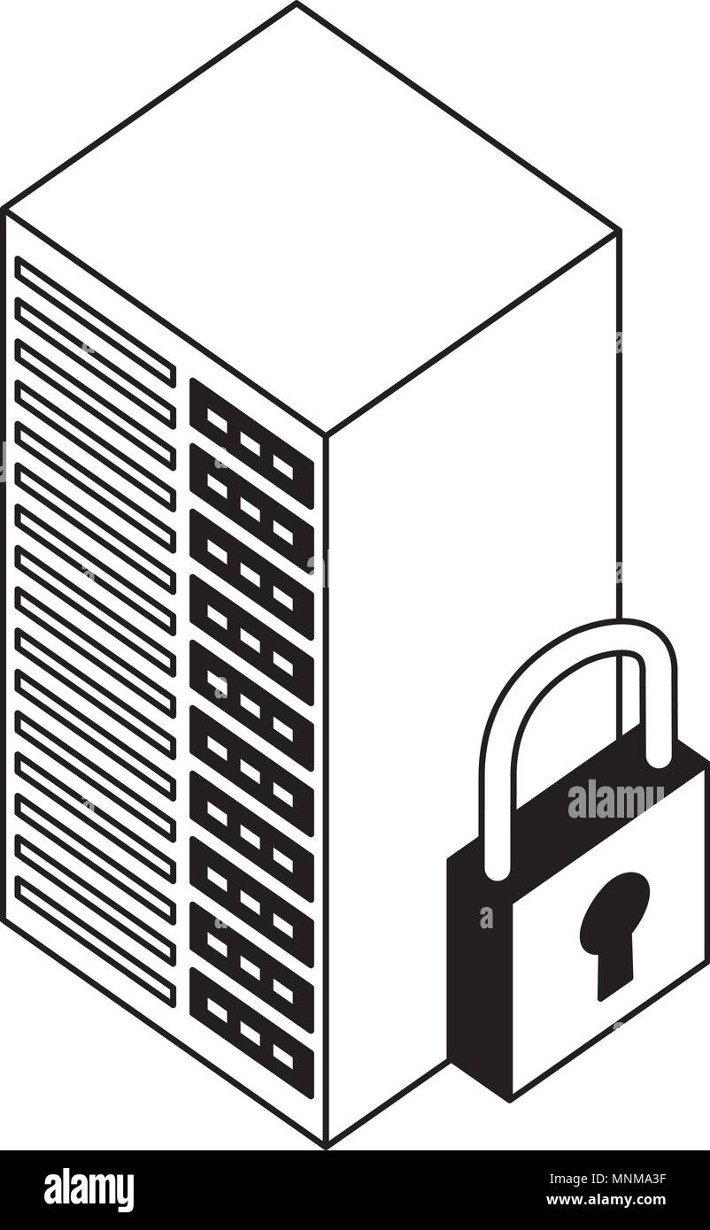 server data center with padlock isometric icon Stock Vector Image & Art ...