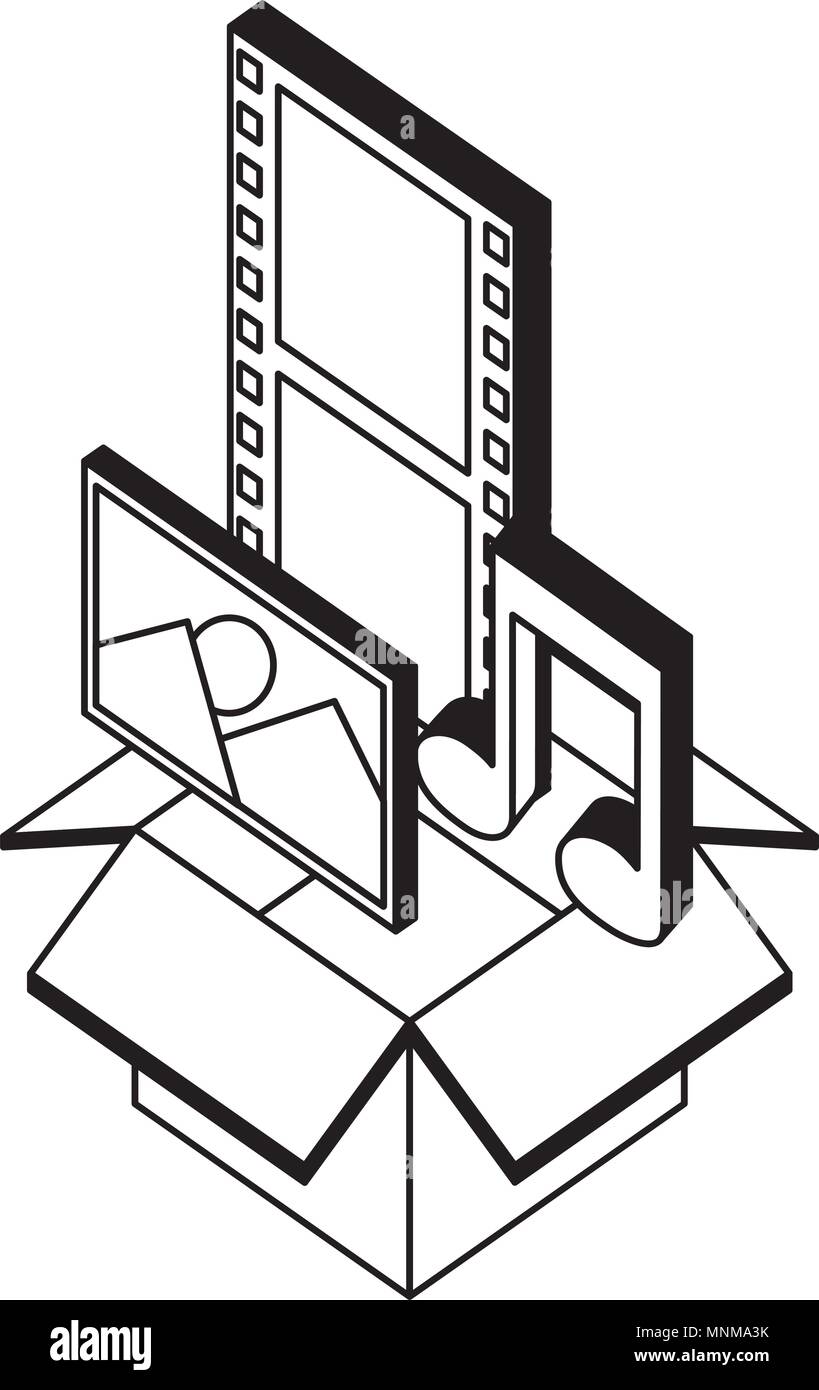 box carton with format files isometric icon Stock Vector
