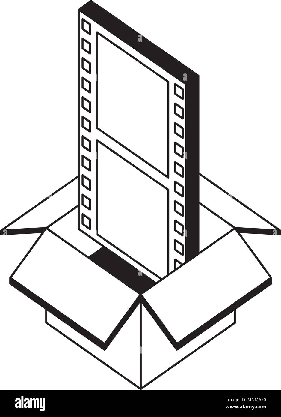 box carton with video format isometric icon Stock Vector
