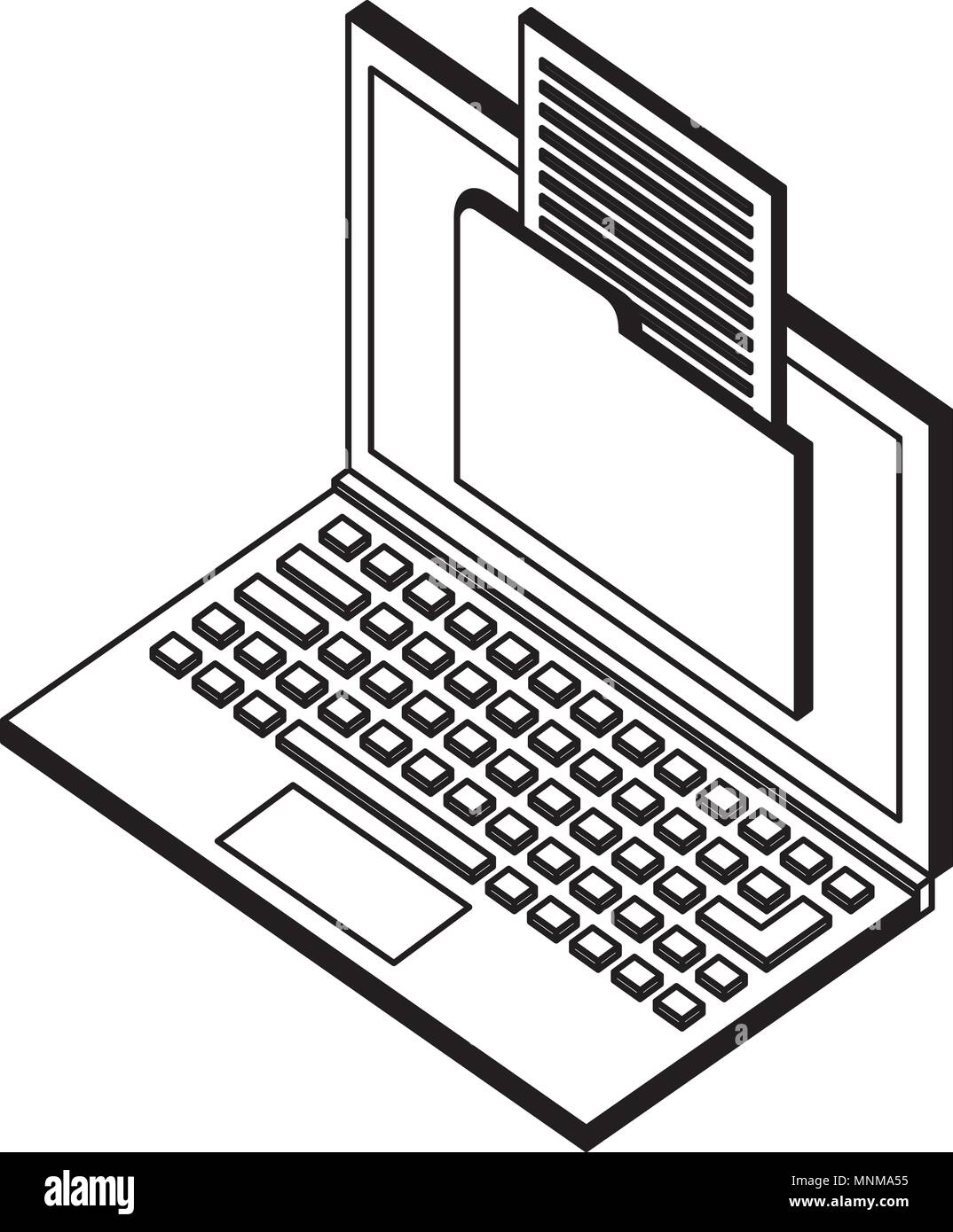 laptop computer with folder isometric icon Stock Vector Image & Art - Alamy
