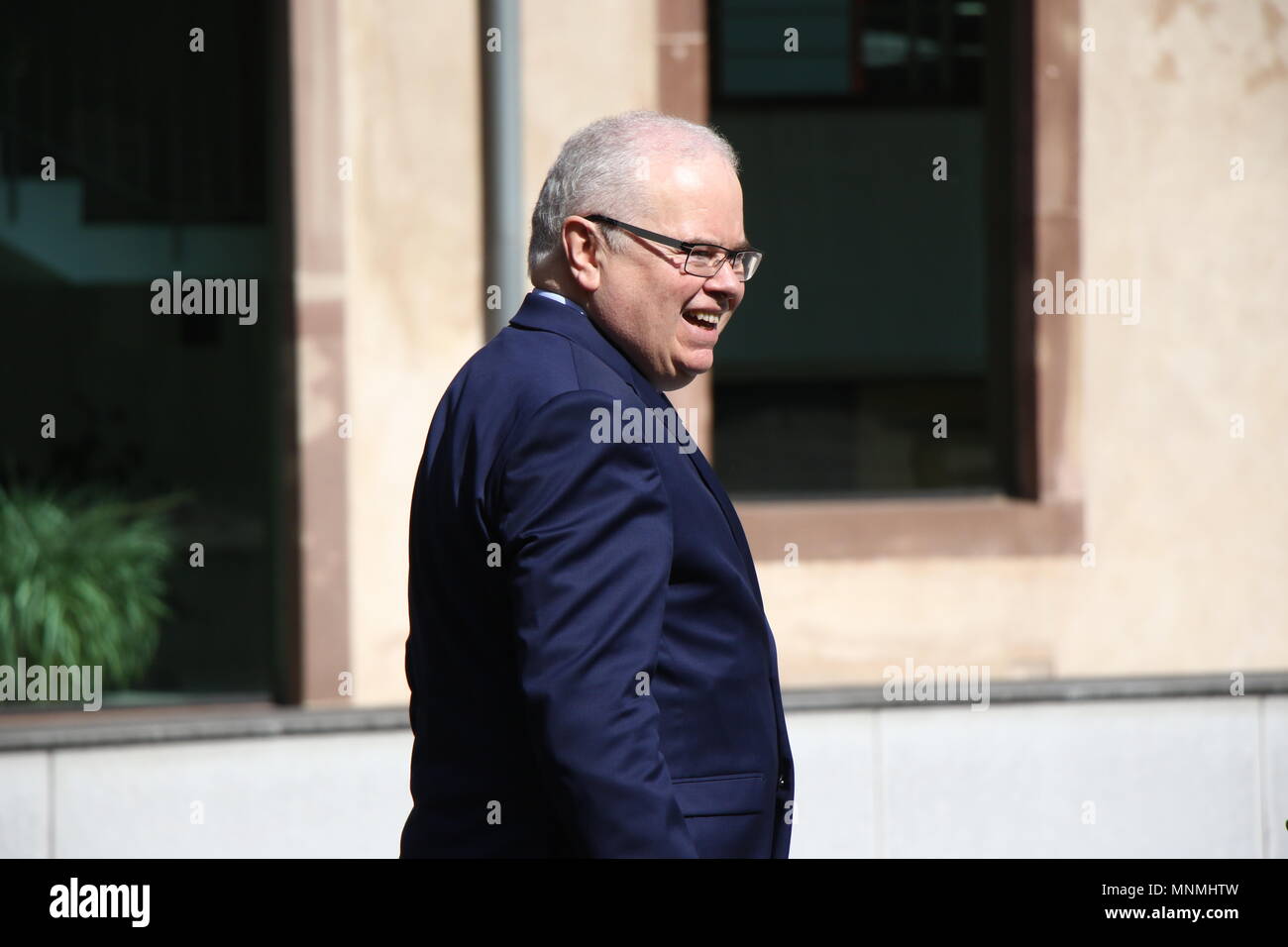 Strasbourg, France. 18th May, 2018. Director of ENA Patrick Gerard seen during a visit by French Prime Minister Edouard Philippe at ENA (National School of Administration) in Strasbourg. Credit: SOPA Images Limited/Alamy Live News Stock Photo