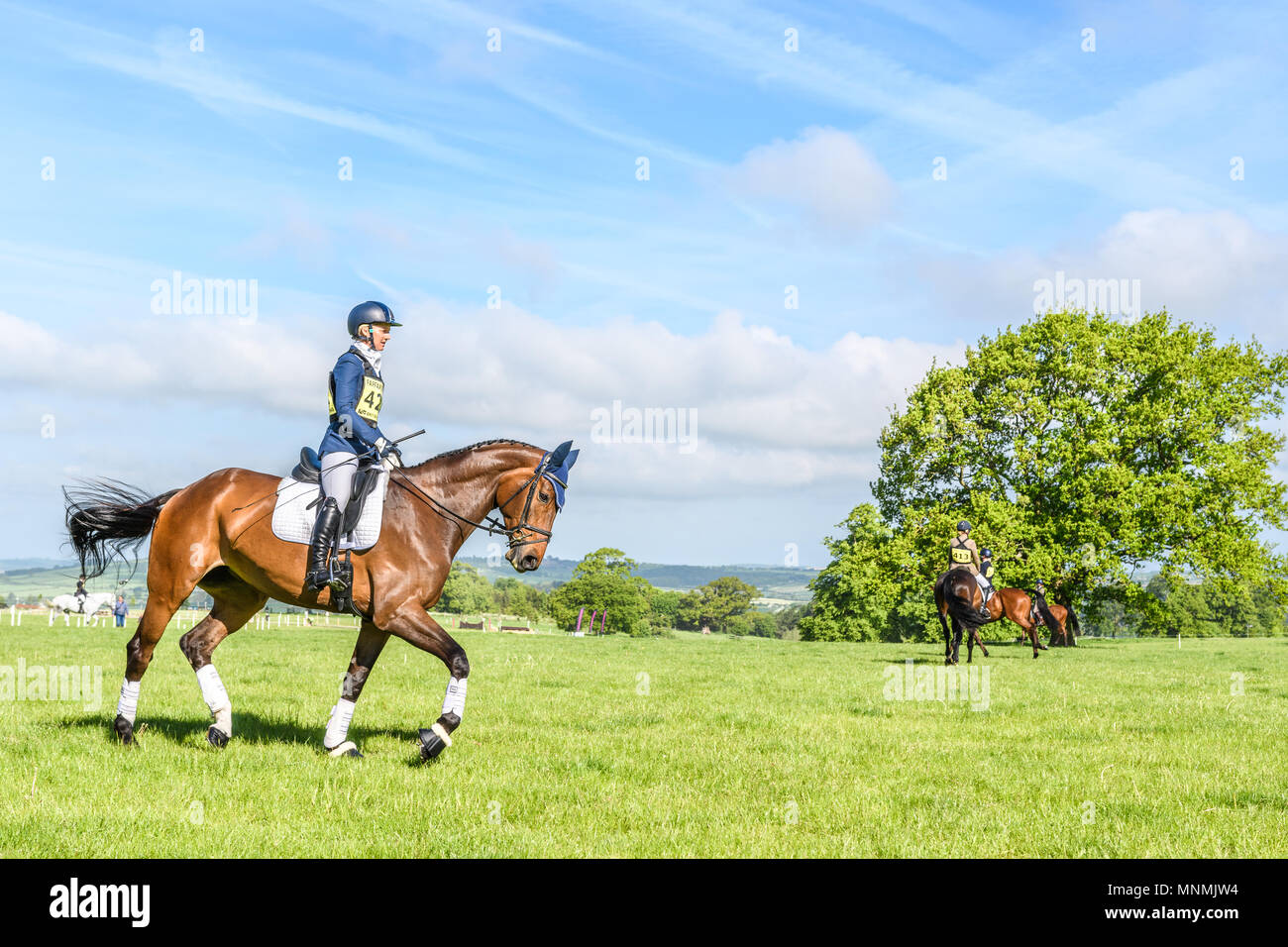 Corby, England. 18th May 2018. The horse Cierrai and rider Christina Henriksen take part in the dressage event during the international horse trials at the park of Rockingham Castle, Corby, England on 18 May 2018. Credit: Michael Foley/Alamy Live News Stock Photo