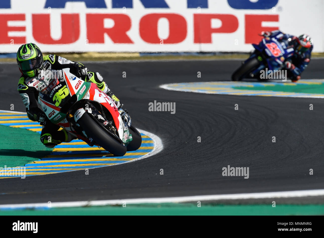 Le Mans, France. 18th May 2018, Le Mans Bugatti Grand Prix Race Circuit,  Maine, France; HJC Helmets Grand Prix de France, French MotoGP of Le Mans,  Friday Free Practice; Cal Crutchlow (LCR