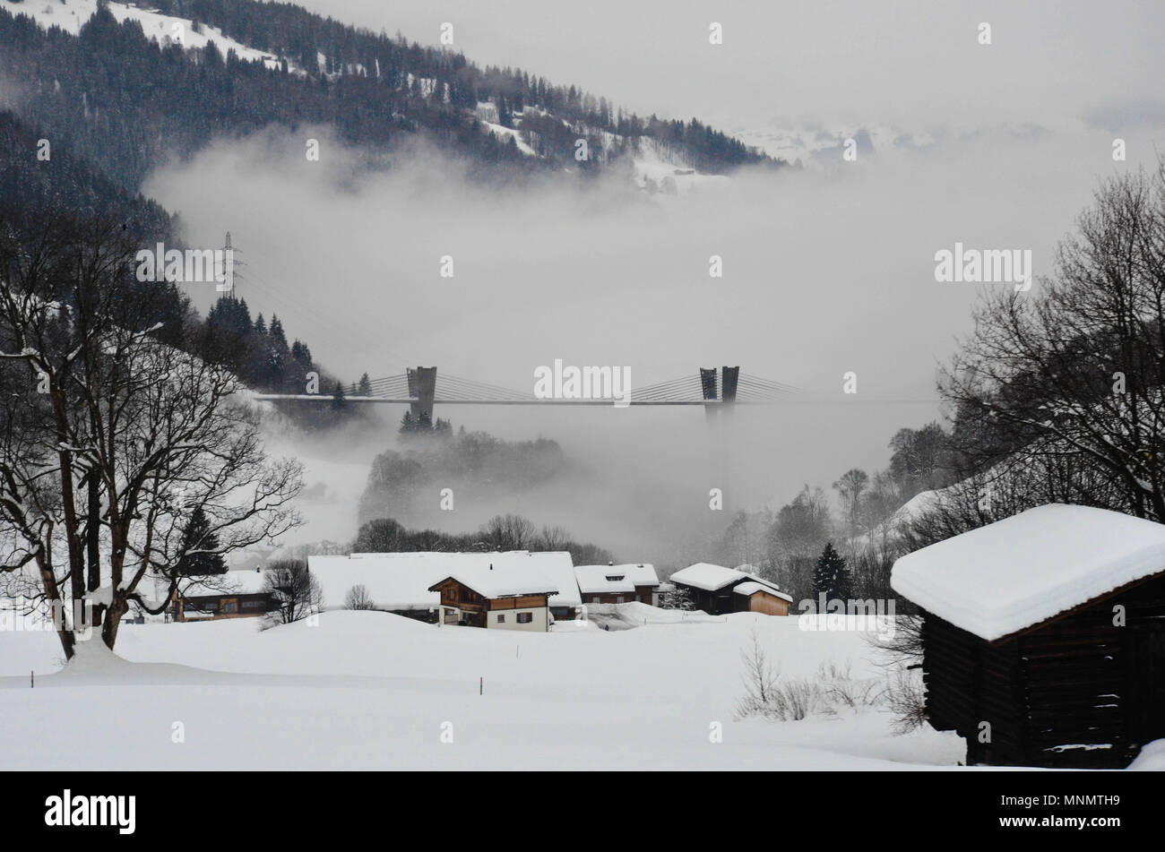 A bridge in southern Switzerland, January 2018 Stock Photo