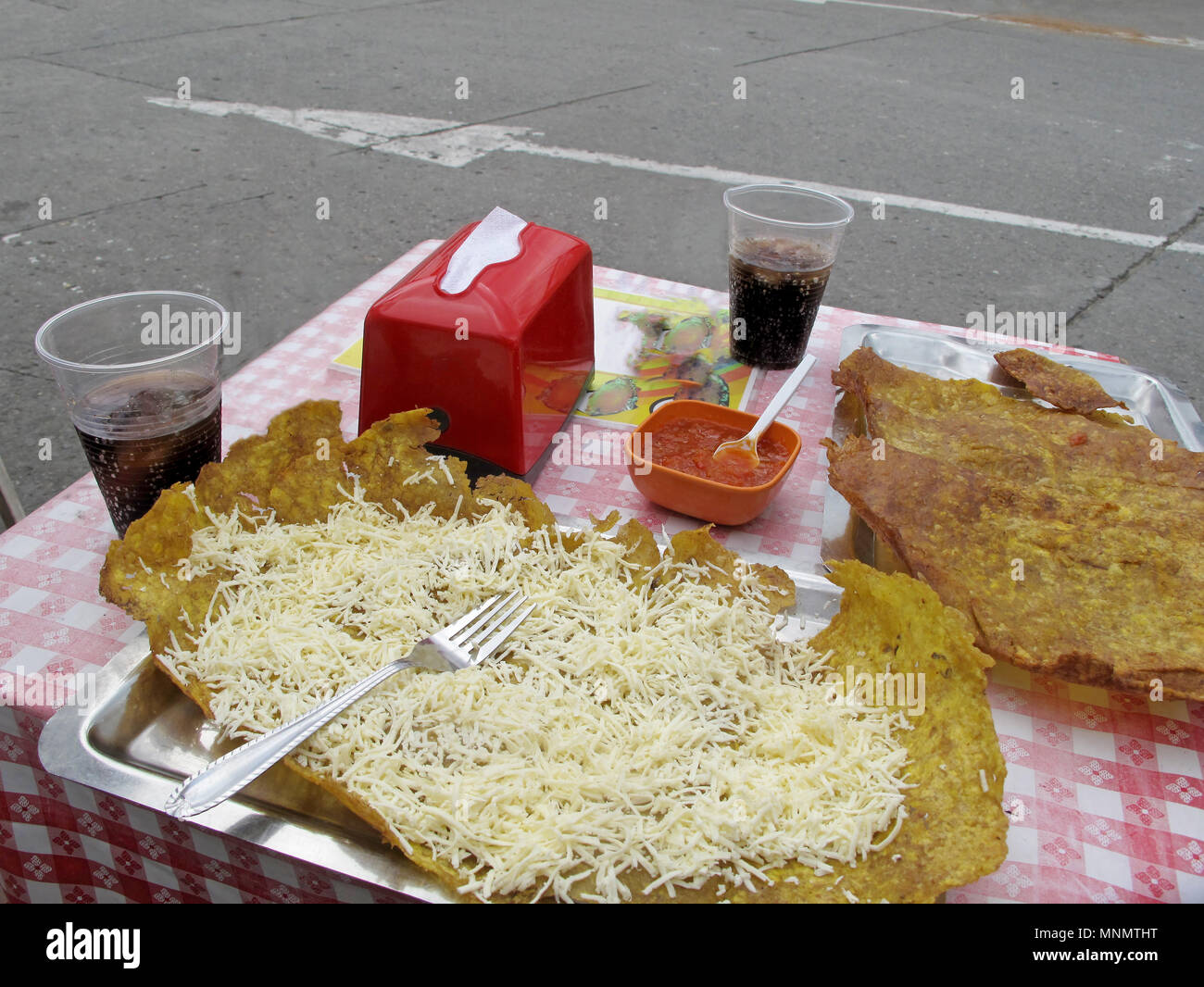 Patacon or toston, fried and flattened pieces of green plantain, Salento, Colombia, South America Stock Photo