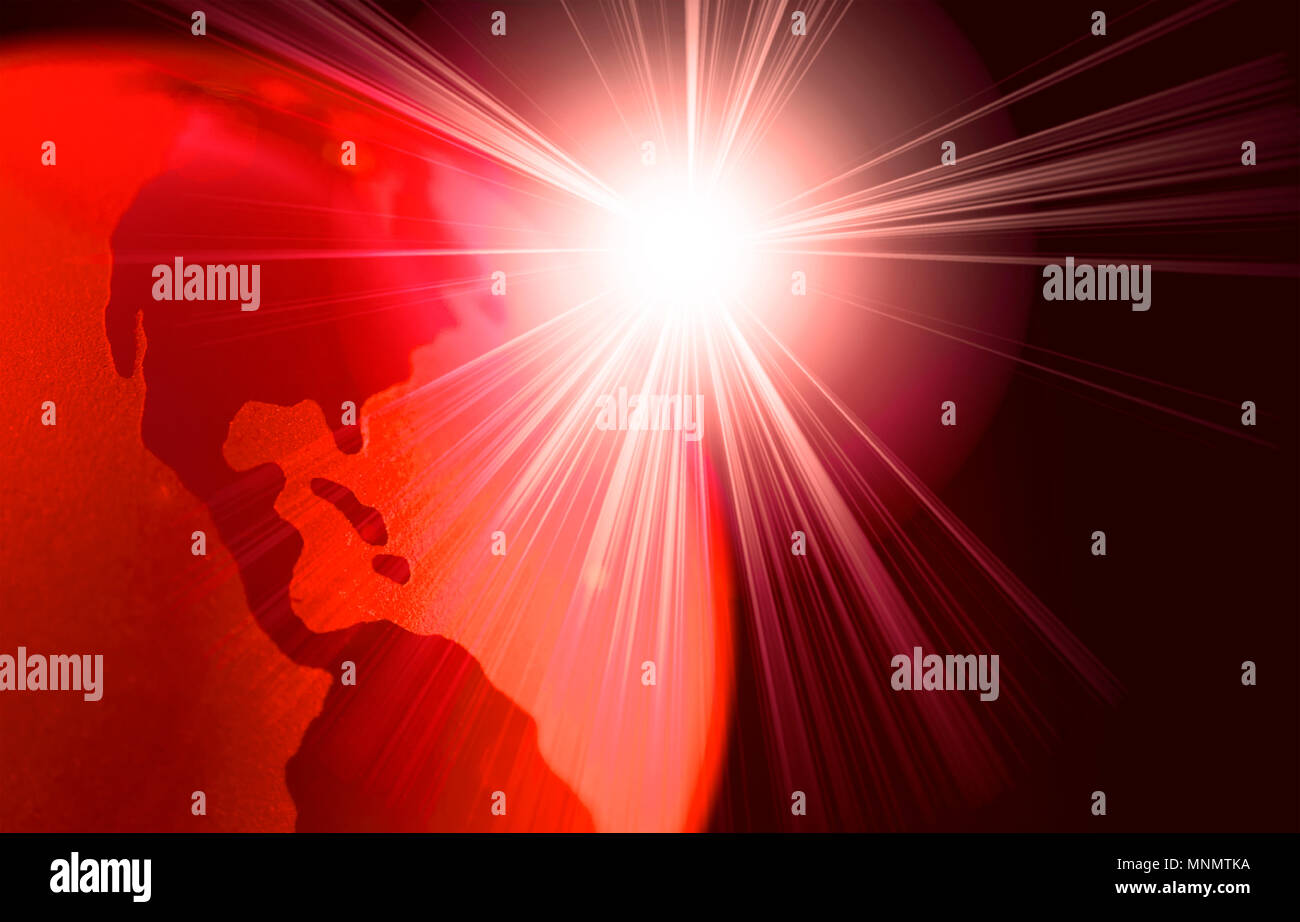 Abstract composition with red globe and lens flare Stock Photo