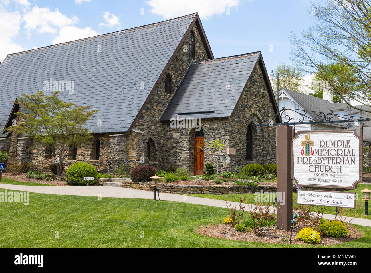 Rumple Memorial Presbyterian Church, Blowing Rock, NC, USA,  near the Blue Ridge Parkway. Stock Photo