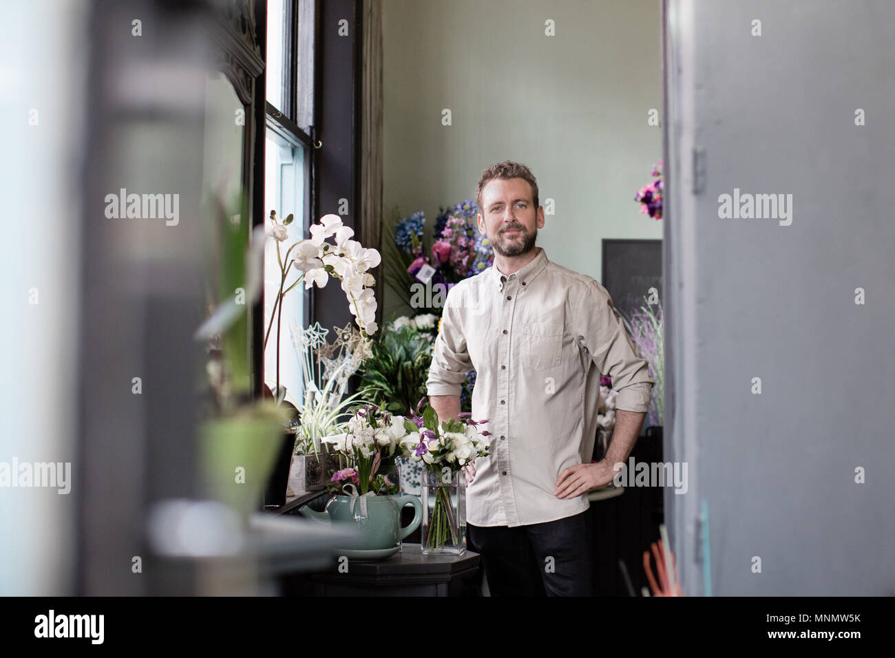 Portrait of a male florist in his store Stock Photo