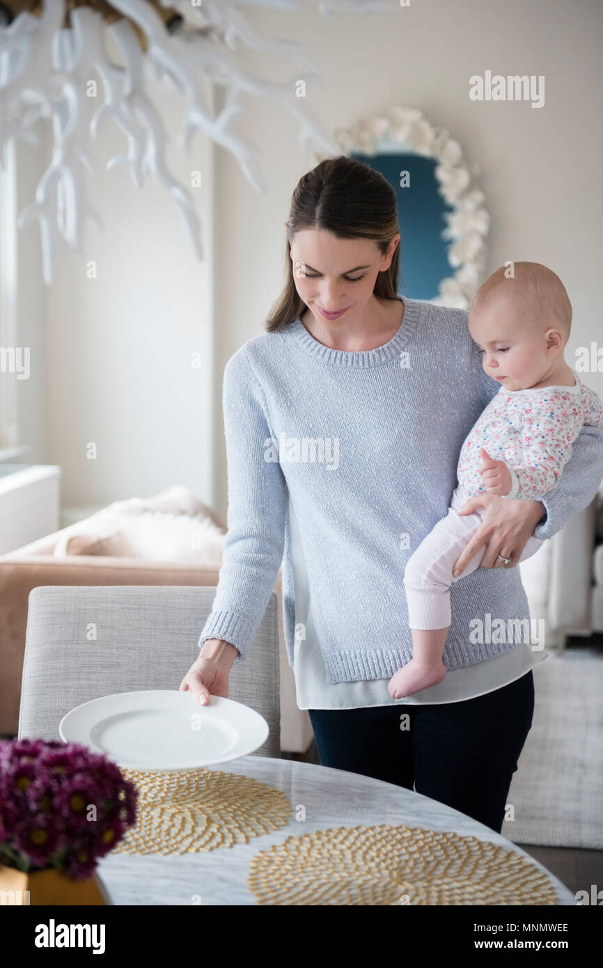 Child setting table home hi-res stock photography and images - Alamy