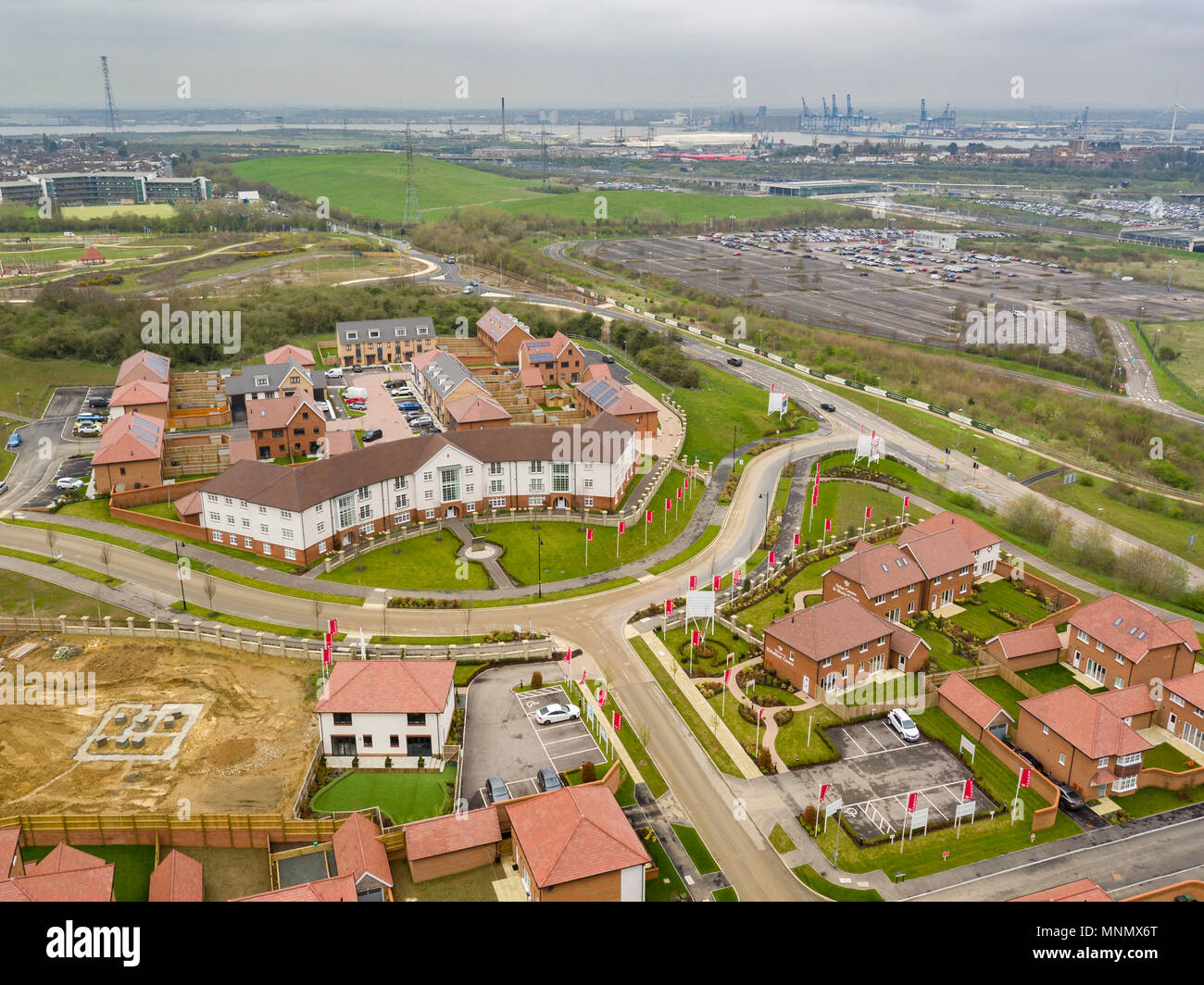 Aerial views of Redrow Homes site Ebbsfleet Green located in Ebbsfleet
