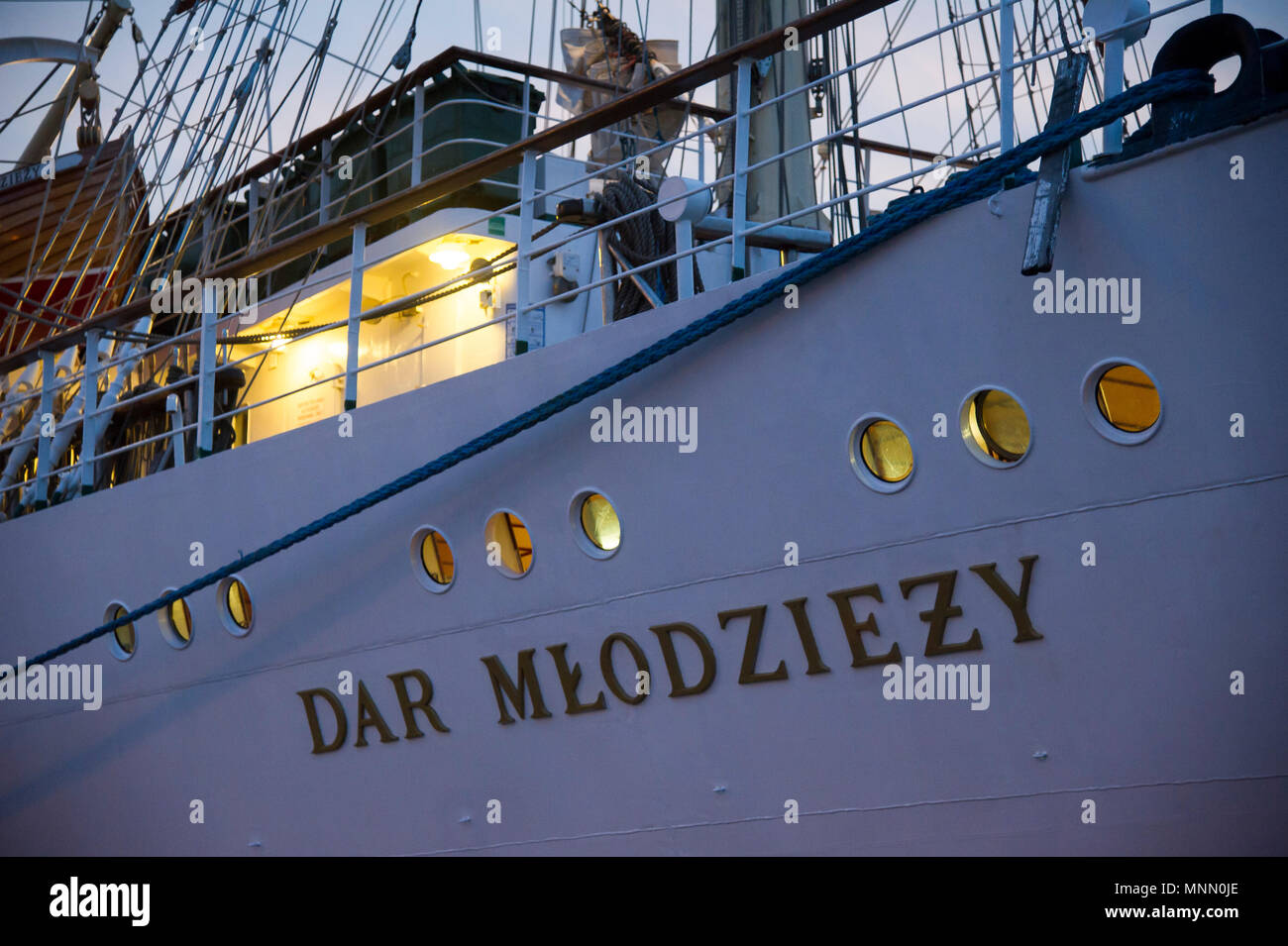 Dar Mlodziezy (Gift Of The Youth), Polish Full-Rigged Sailing Ship Of  Gdynia Maritime University, During Preparation To The Independence Sail To  Make Stock Photo - Alamy