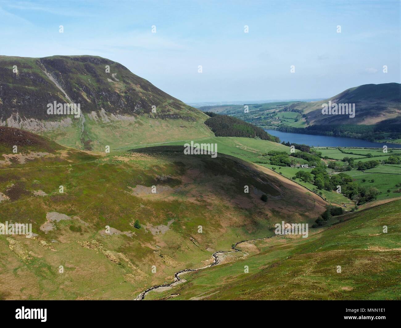 Loweswater lake and valley, Hen Comb, Lake District National Park, Cumbria, United Kingdom Stock Photo