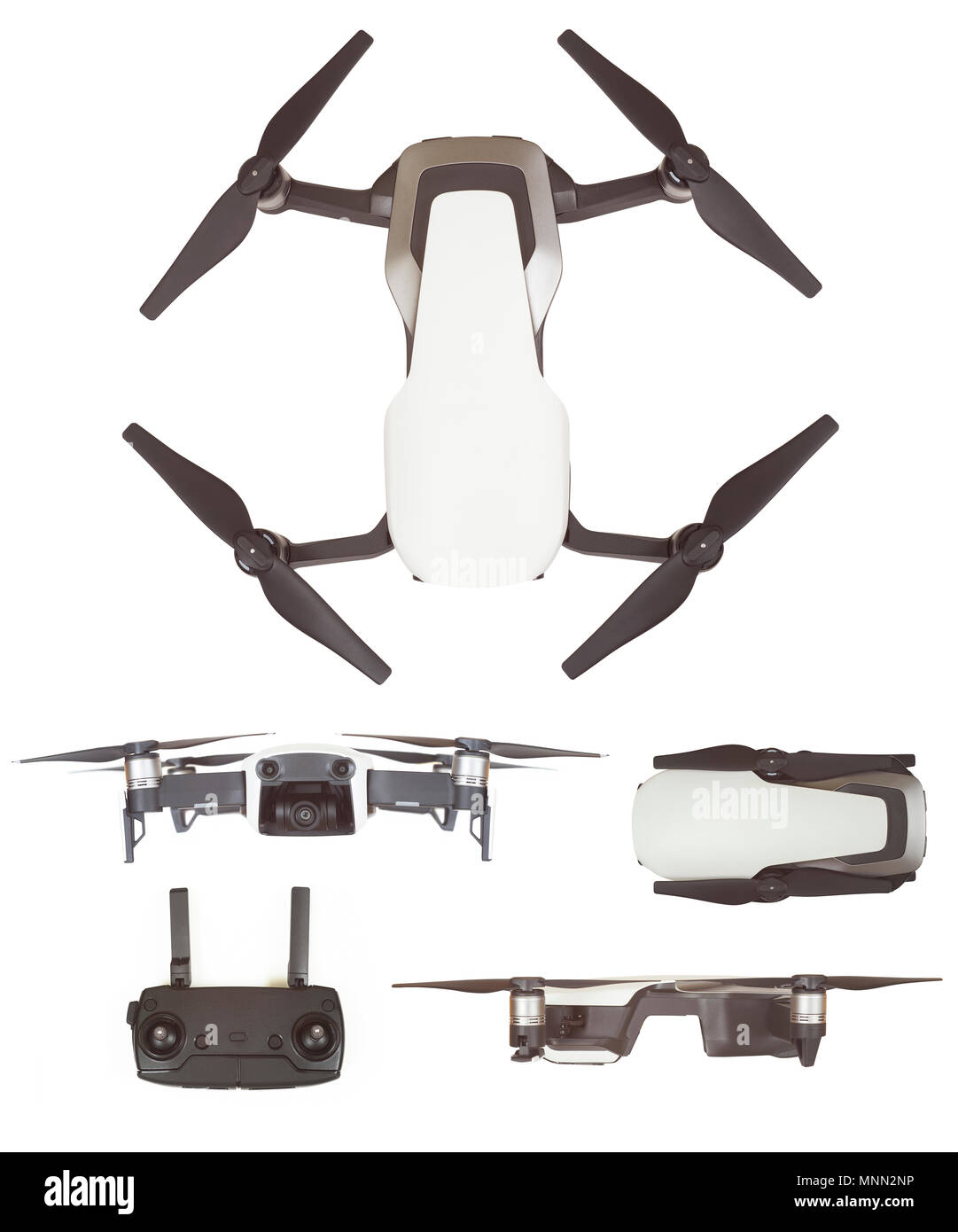 set of quadcopter drone for hobby isolated on white background Stock Photo
