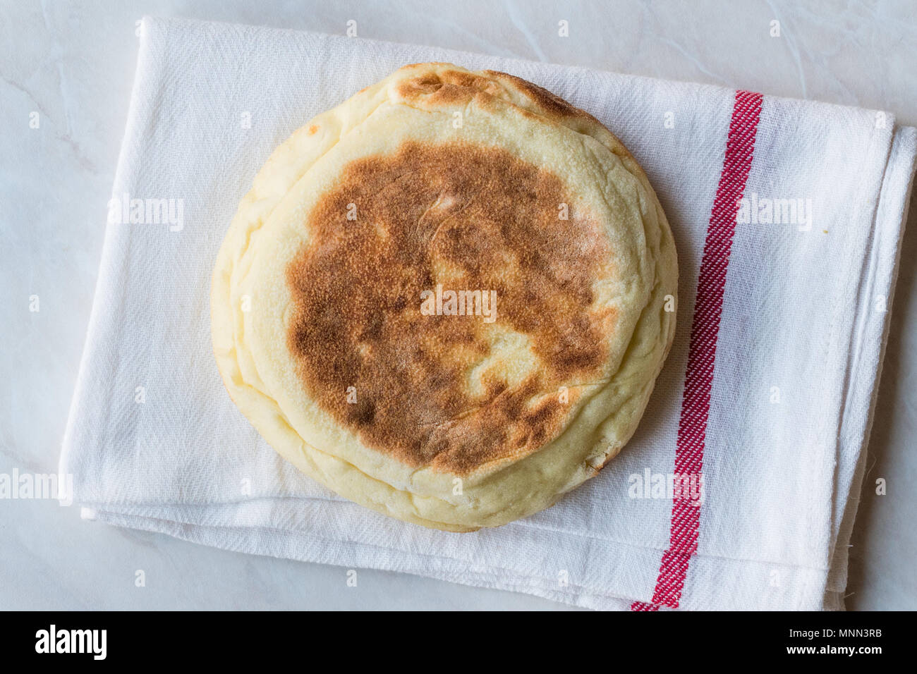 Turkish FlatBread Bazlama Ready to Eat. Traditional Bakery Stock Photo