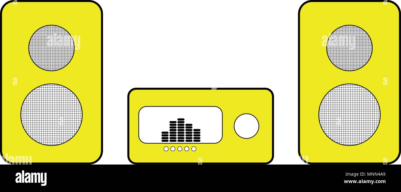 Hi-Fi Stereo System Musical Player, Power Receiver, Yellow Speakers,  Multimedia Center Stock Photo, Picture and Royalty Free Image. Image  42093845.