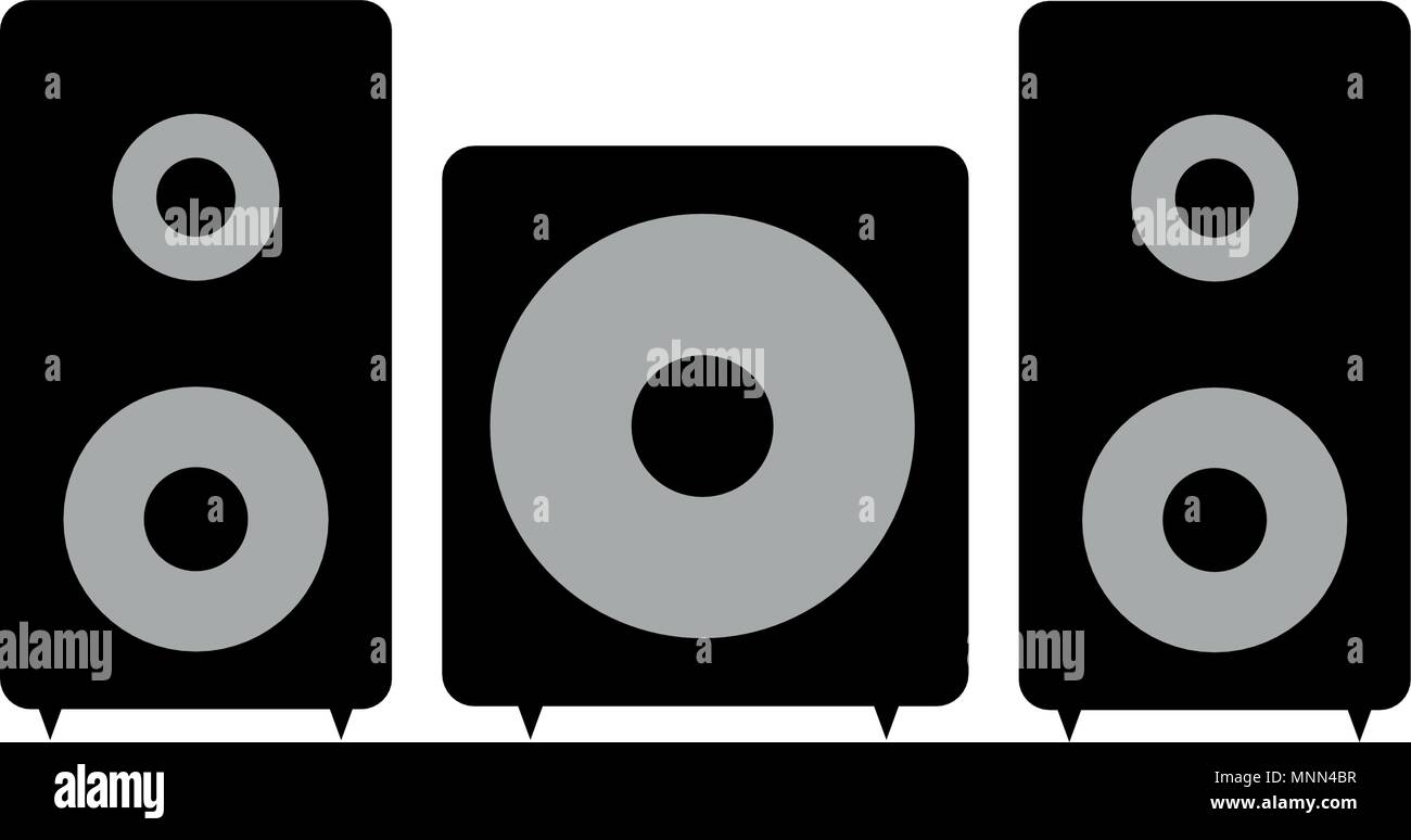Set Of Black Speakers With Woofer On White Background Stereo Sound Icon Symbol Vector Drawing Stock Vector Image Art Alamy