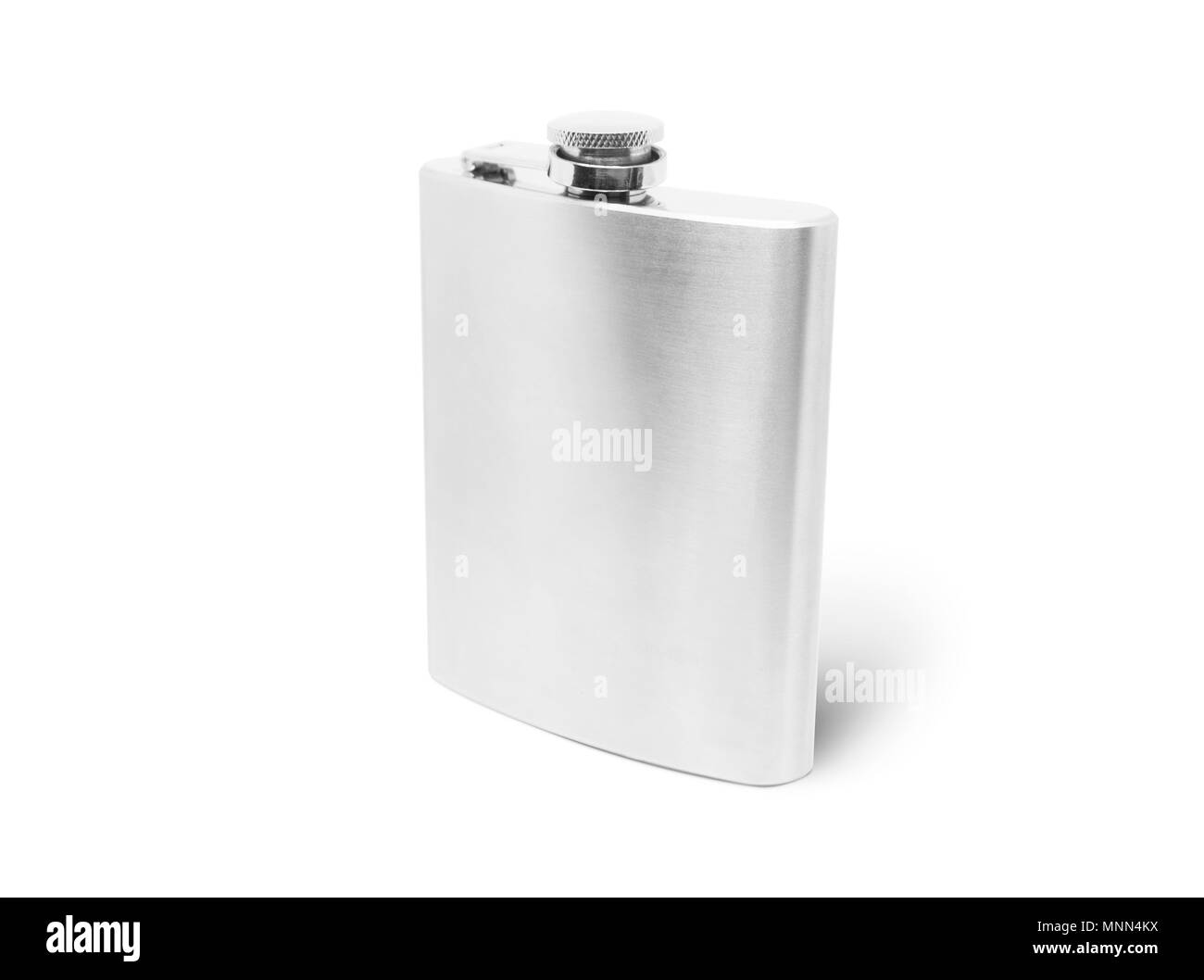 Stainless hip flask isolated on white background Stock Photo Alamy