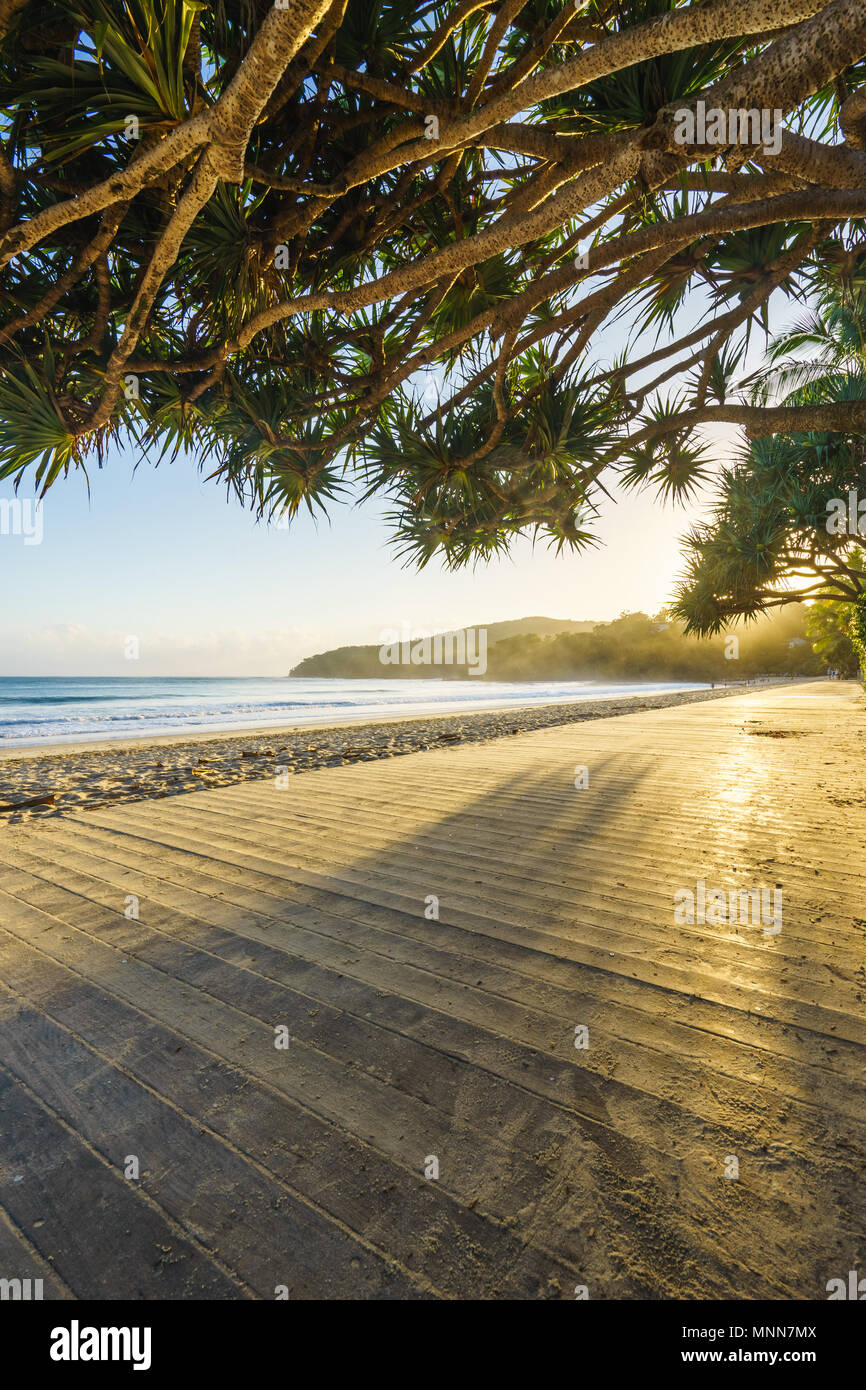 Boardwalk on Noosa Beach, Noosa Heads, Sunshine Coast, Queensland, Australia Stock Photo