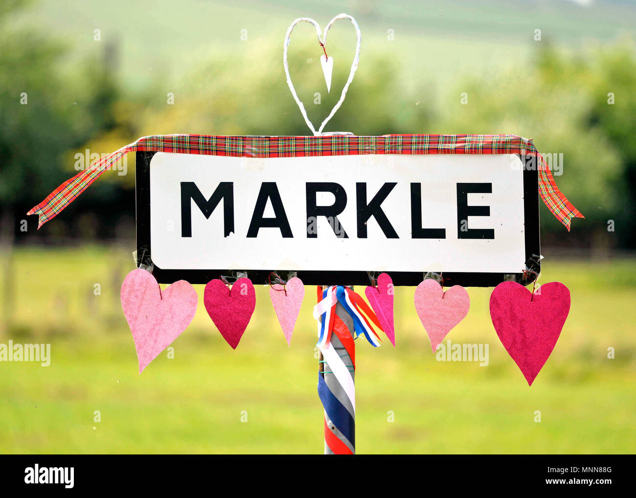 The sign for markle village in east lothian hires stock photography