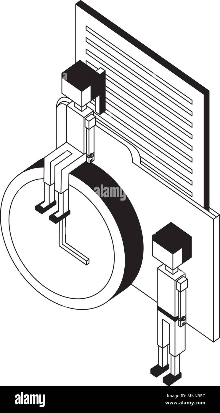 folder document with time clock and people isometric icon Stock Vector ...