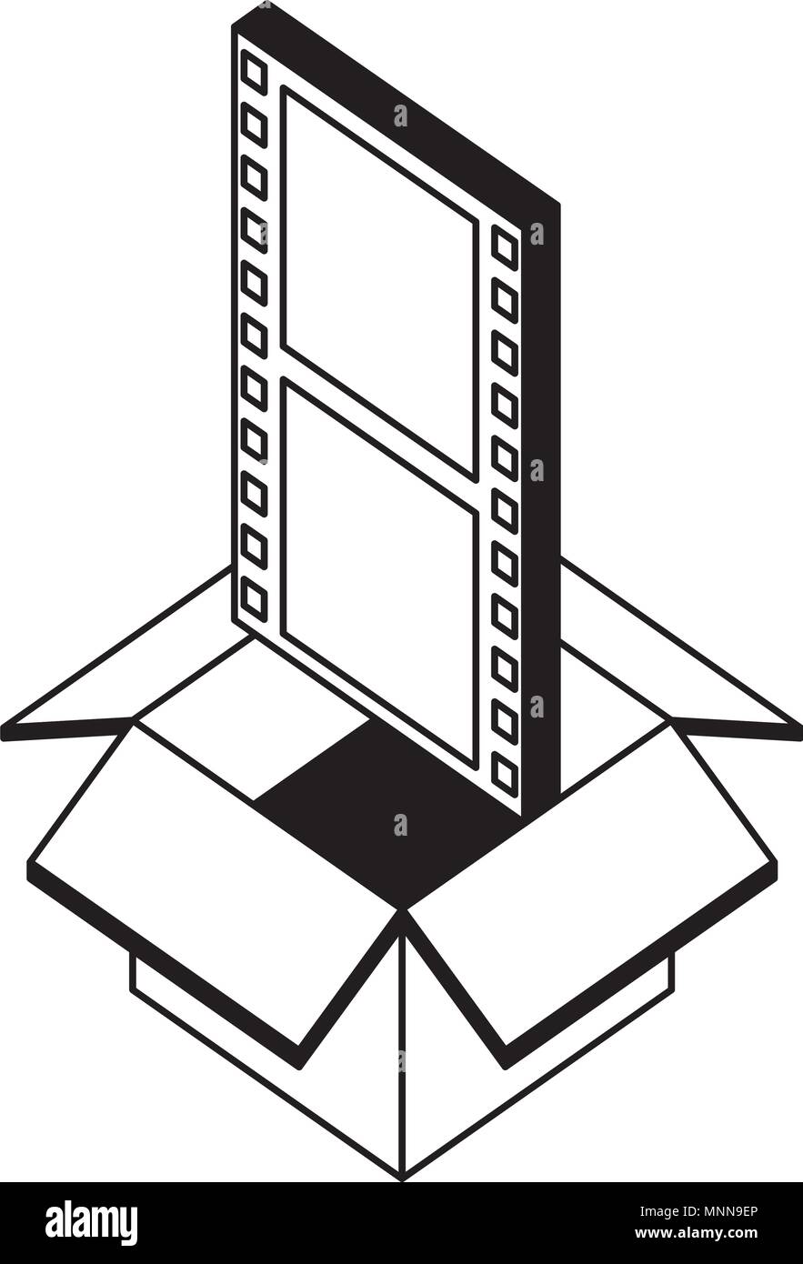 box carton with video format isometric icon Stock Vector